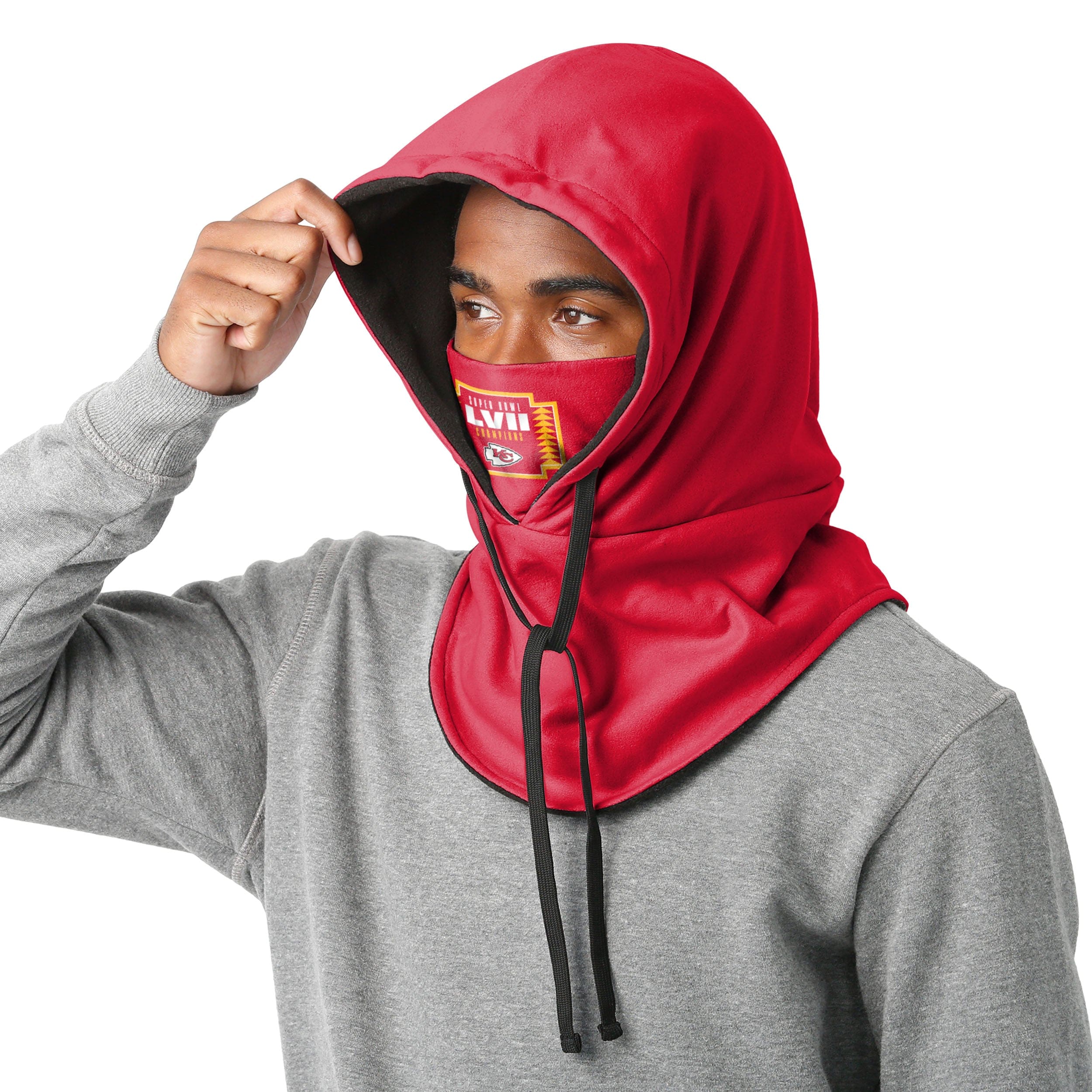 Kansas City Chiefs NFL Super Bowl LVII Champions Drawstring Hooded Gaiter Scarf - Image 3