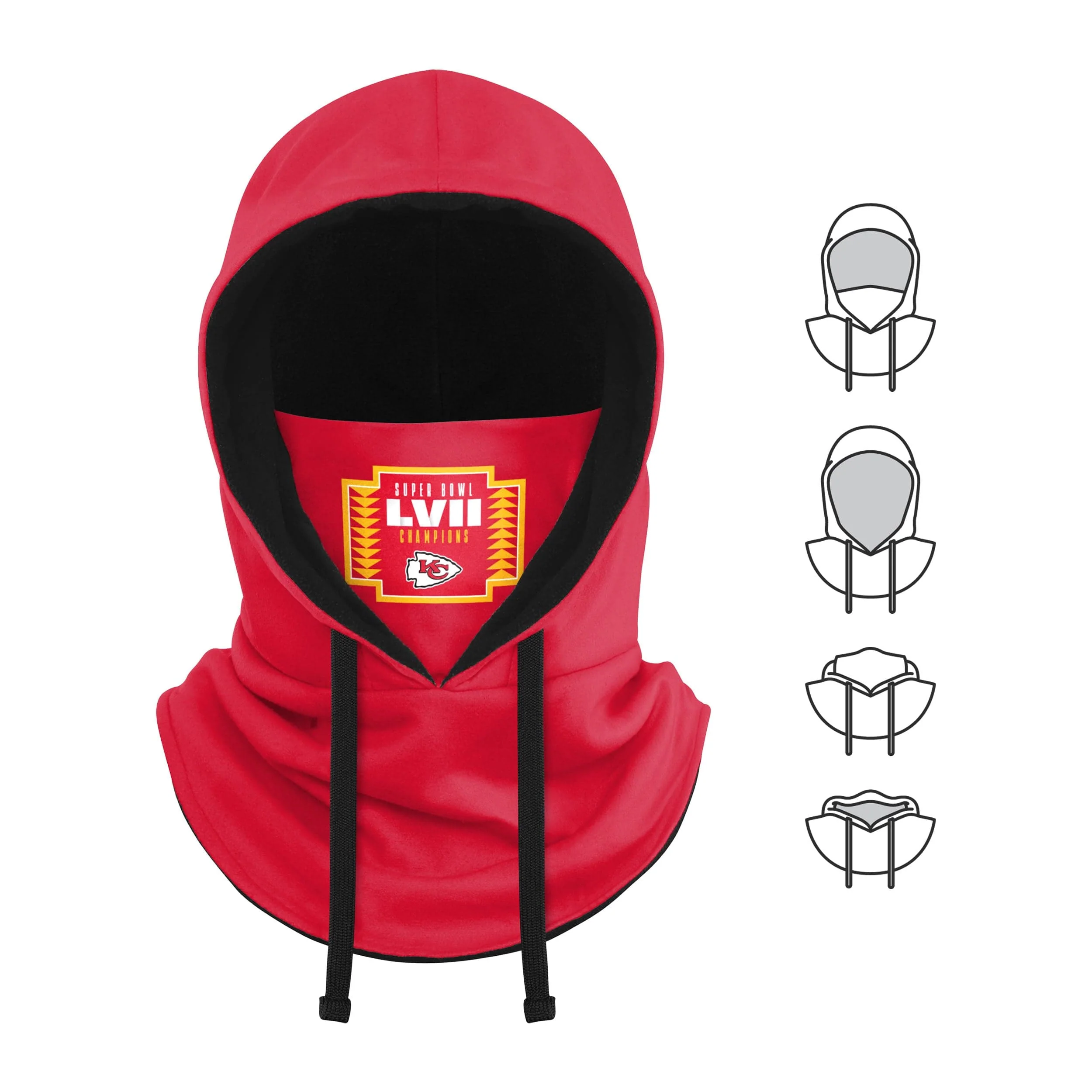 Kansas City Chiefs NFL Super Bowl LVII Champions Drawstring Hooded Gaiter Scarf - Image 5