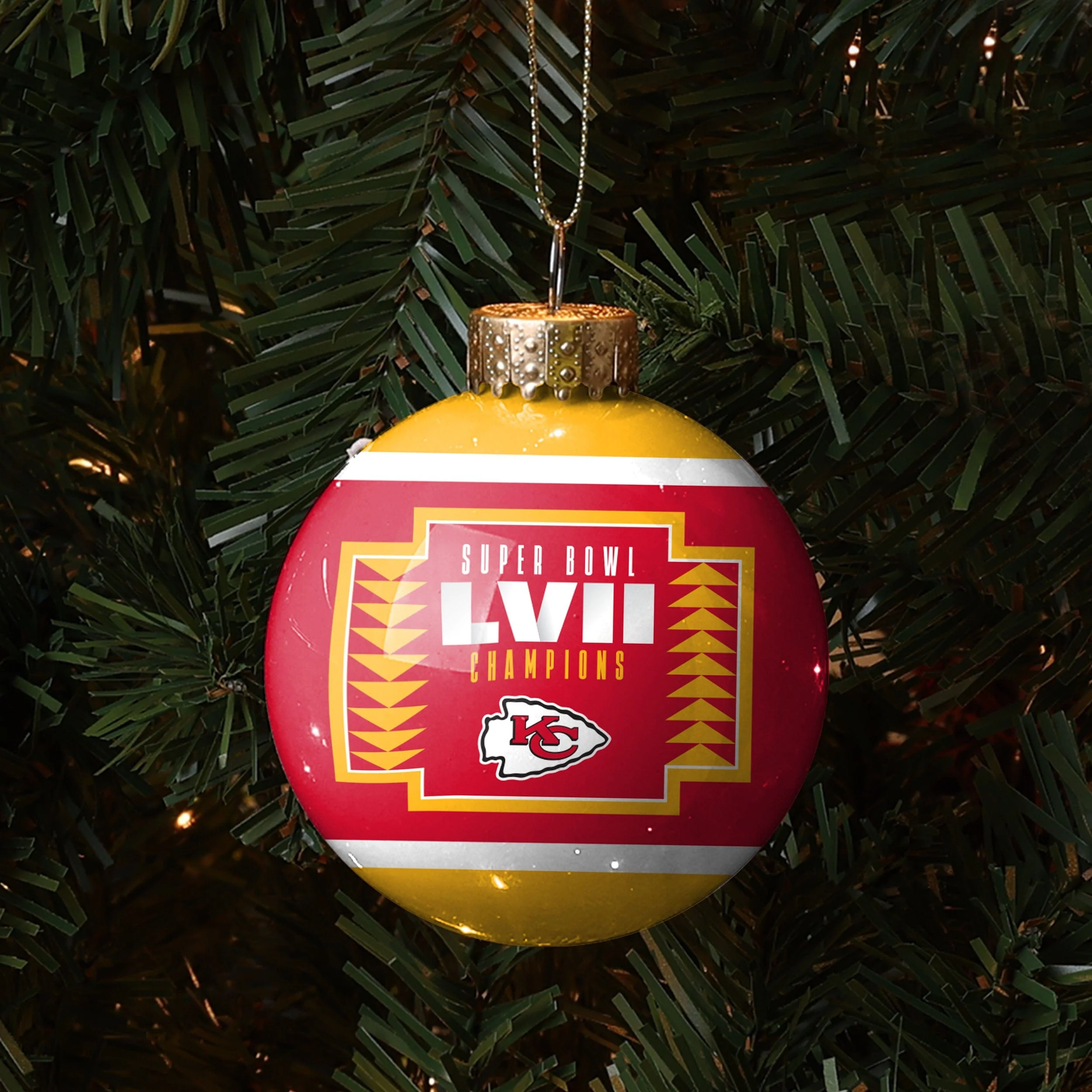 Kansas City Chiefs NFL Super Bowl LVII Champions Glass Ball Ornament - Image 3