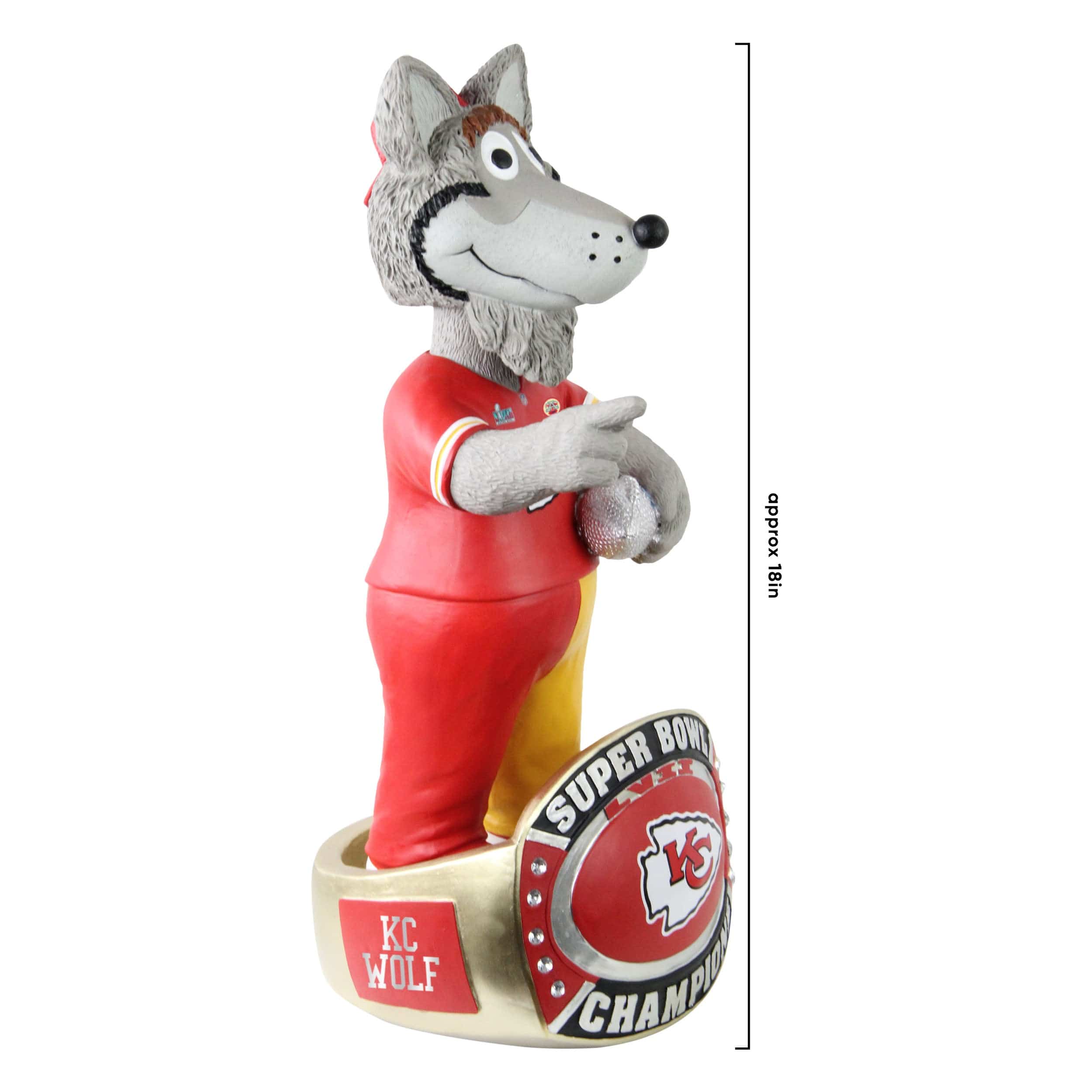 Kansas City Chiefs NFL Super Bowl LVII Champions KC Wolf 18 in Mascot Bobblehead - Image 5