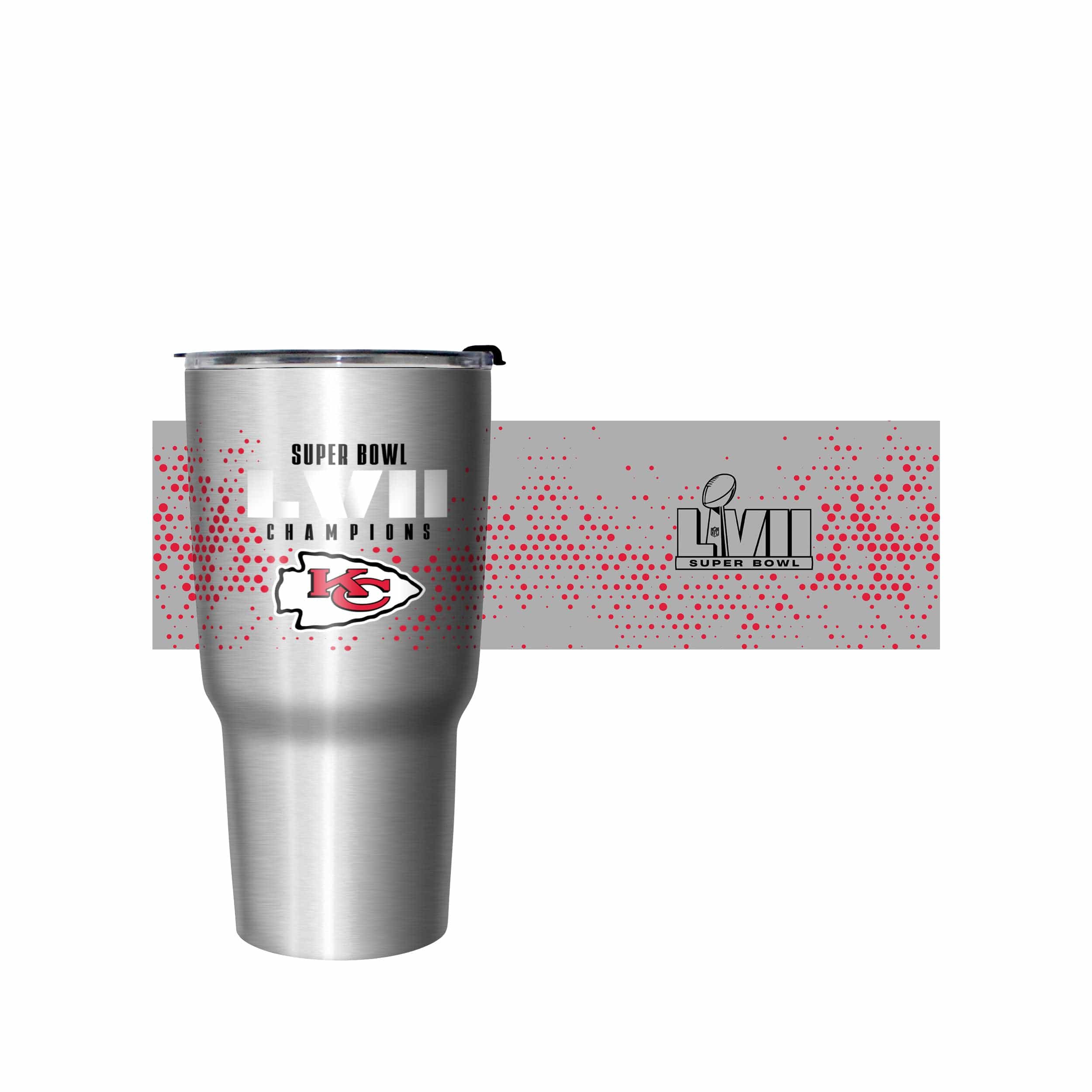 Kansas City Chiefs NFL Super Bowl LVII Champions Metallic Digital 27 oz Stainless Steel Tumbler - Image 5