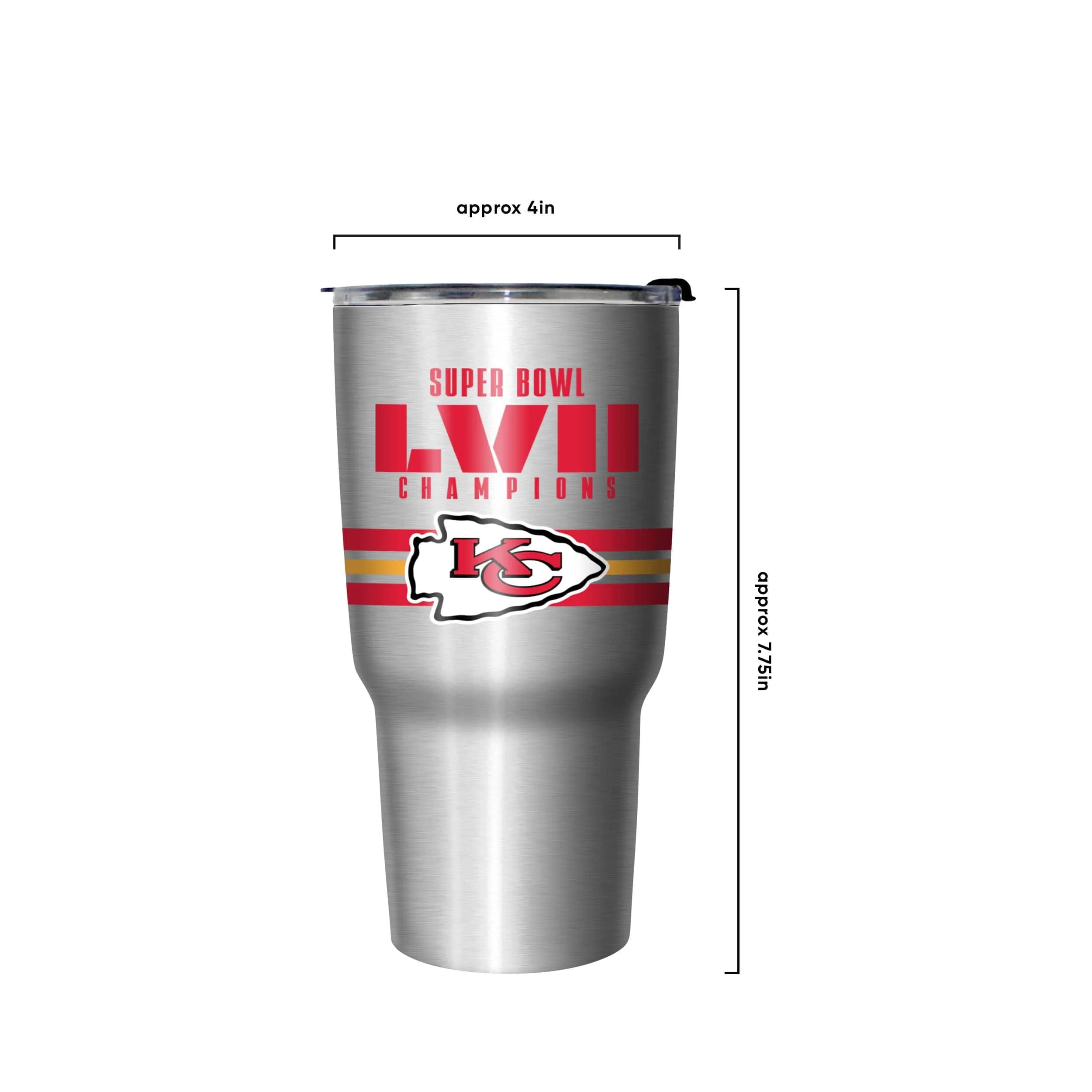 Kansas City Chiefs NFL Super Bowl LVII Champions Metallic Team Stripe 27 oz Stainless Steel Tumbler - Image 4
