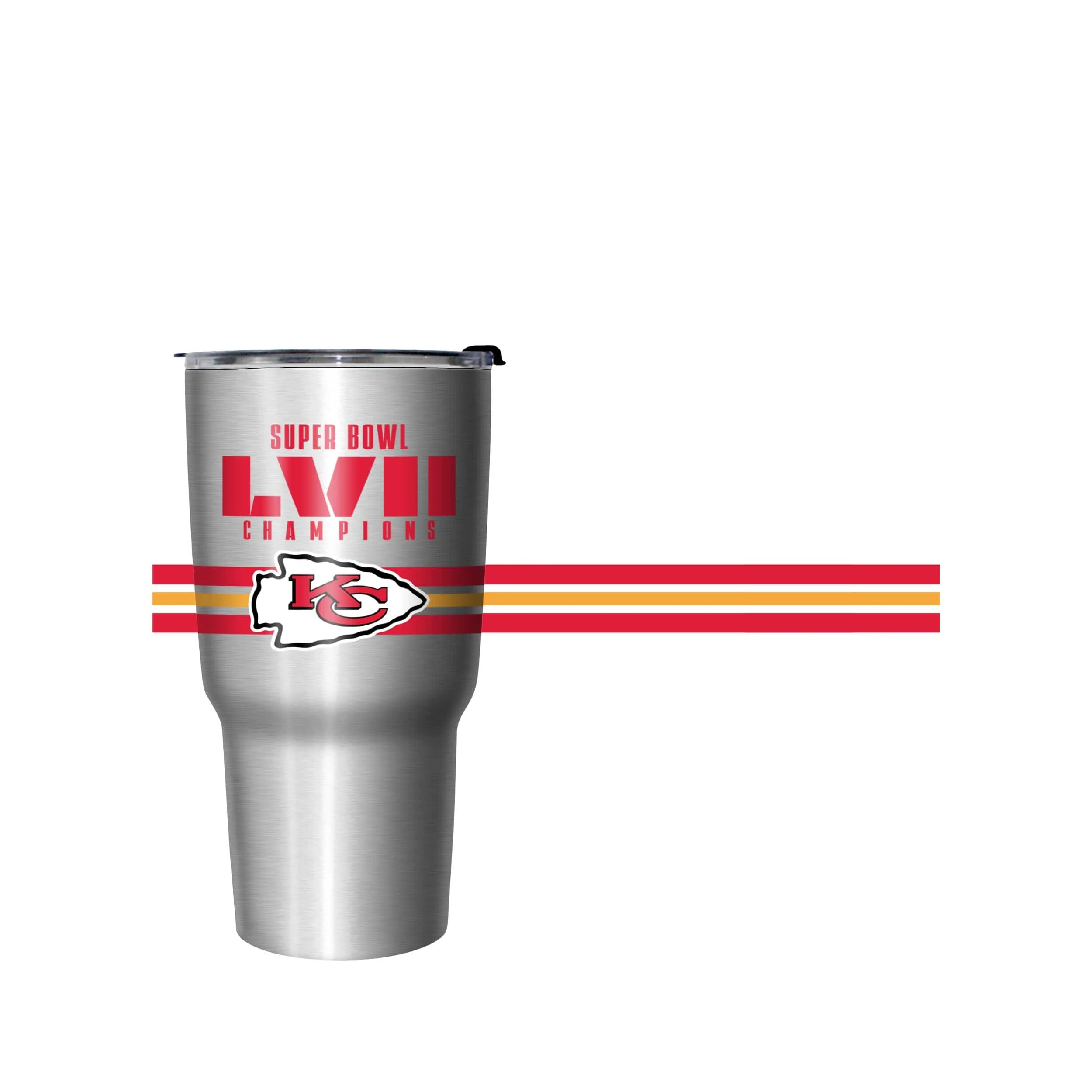 Kansas City Chiefs NFL Super Bowl LVII Champions Metallic Team Stripe 27 oz Stainless Steel Tumbler - Image 5