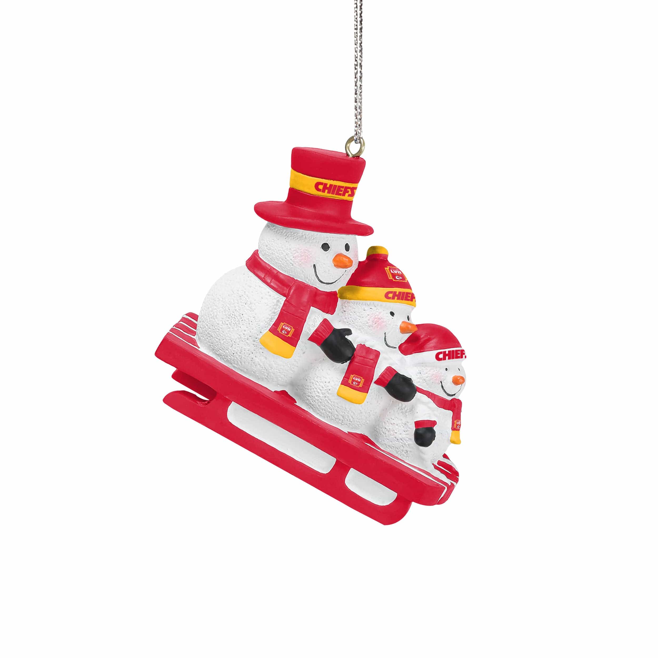Kansas City Chiefs NFL Super Bowl LVII Champions Snowmen Sledding Ornament - Image 2