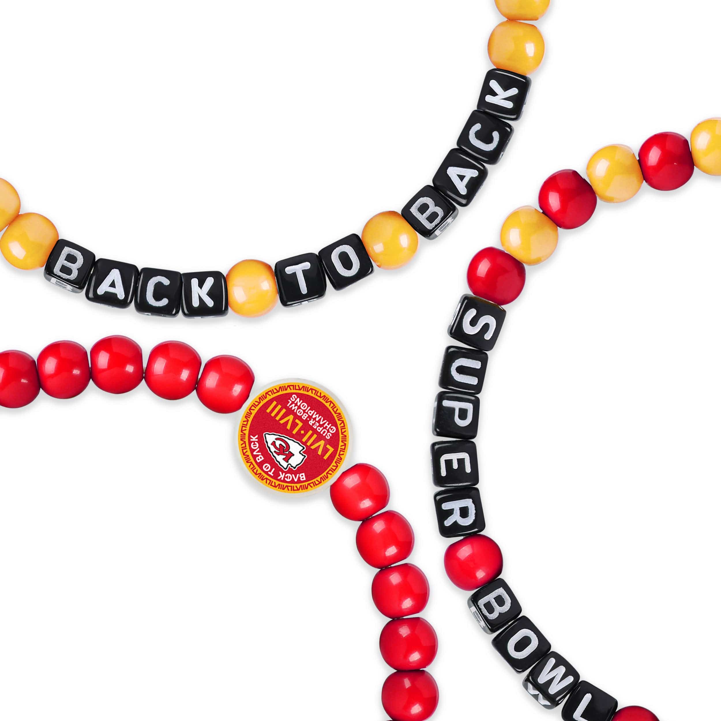 Kansas City Chiefs NFL Super Bowl LVIII Champions 3 Pack Beaded Friendship Bracelet - Image 2