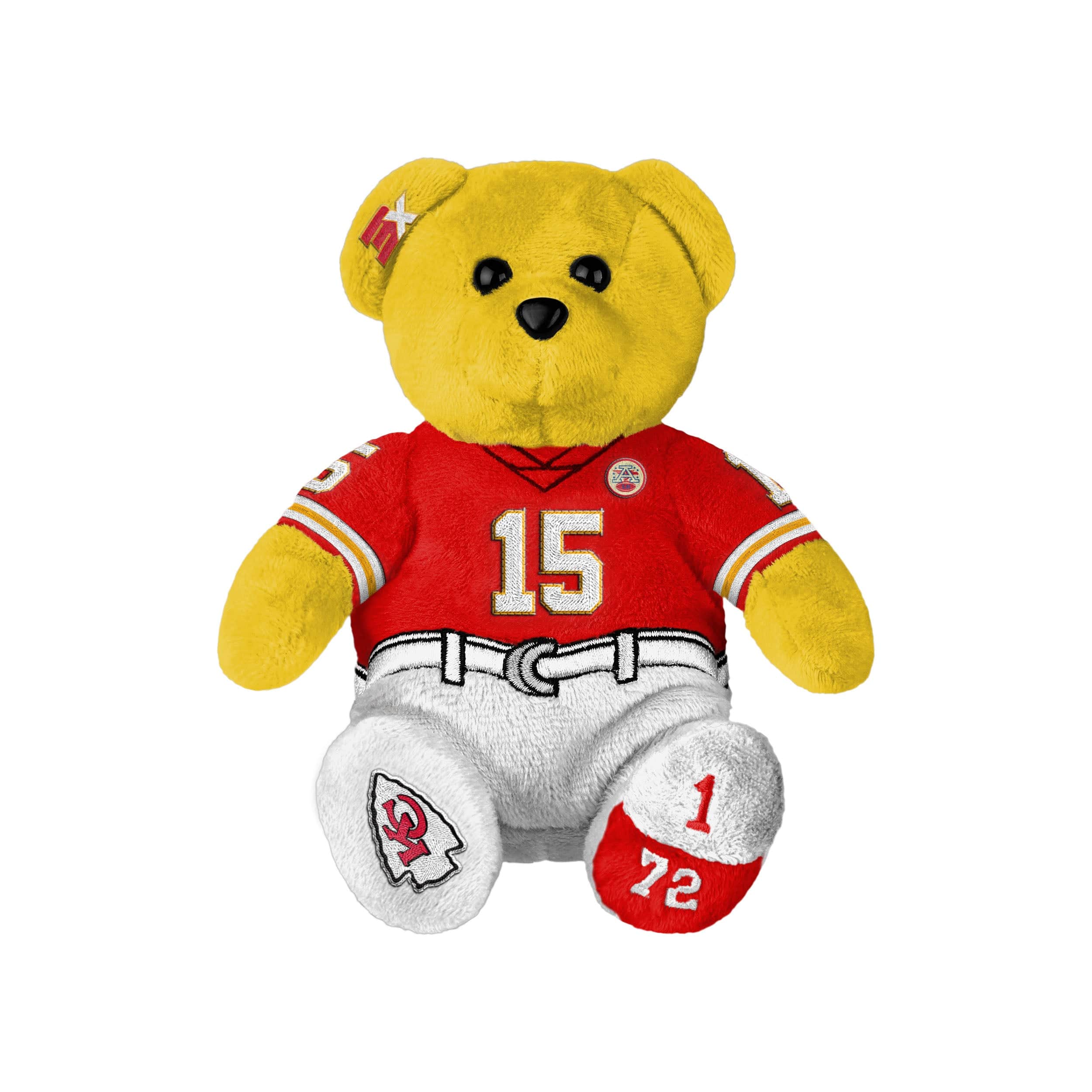 Kansas City Chiefs NFL Super Bowl LVIII Champions 3x Patrick Mahomes Team Beans Embroidered Player Bear - Image 4