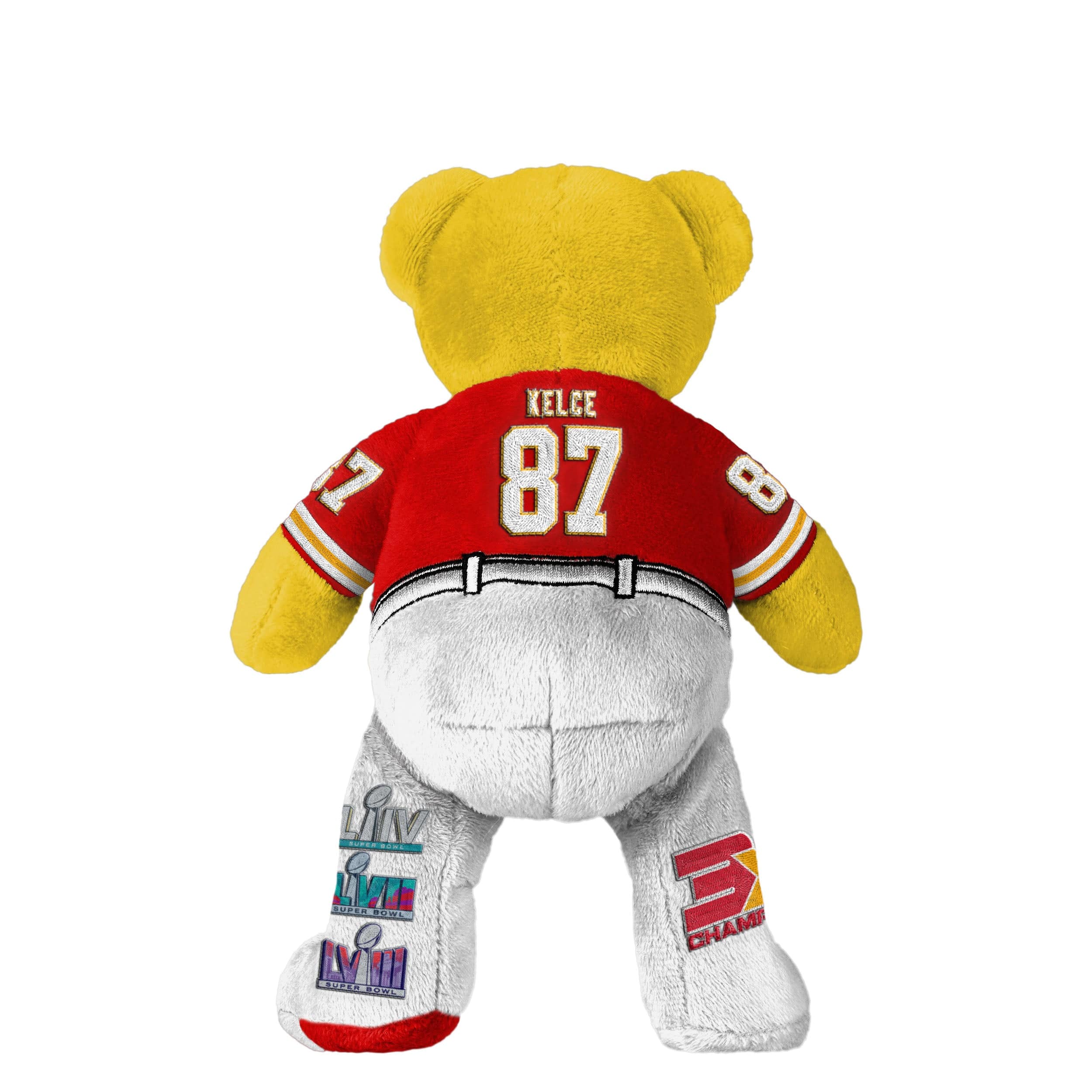 Kansas City Chiefs NFL Super Bowl LVIII Champions 3x Travis Kelce Team Beans Embroidered Player Bear - Image 2