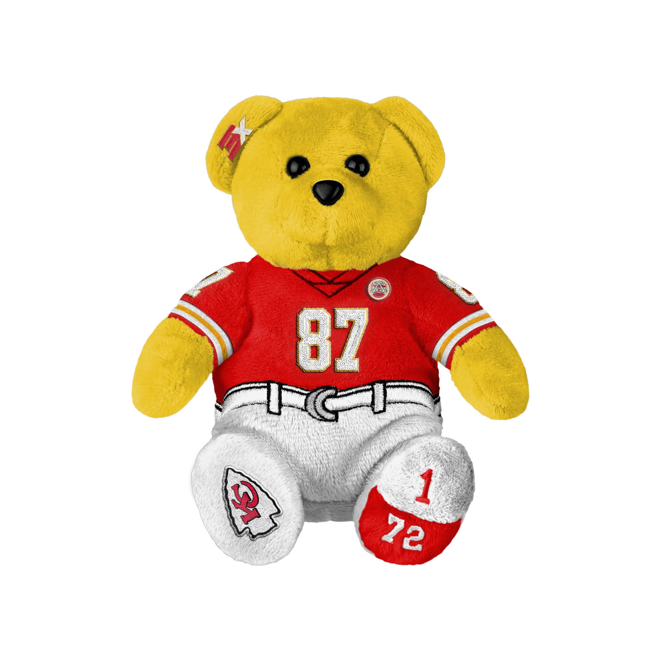 Kansas City Chiefs NFL Super Bowl LVIII Champions 3x Travis Kelce Team Beans Embroidered Player Bear - Image 4