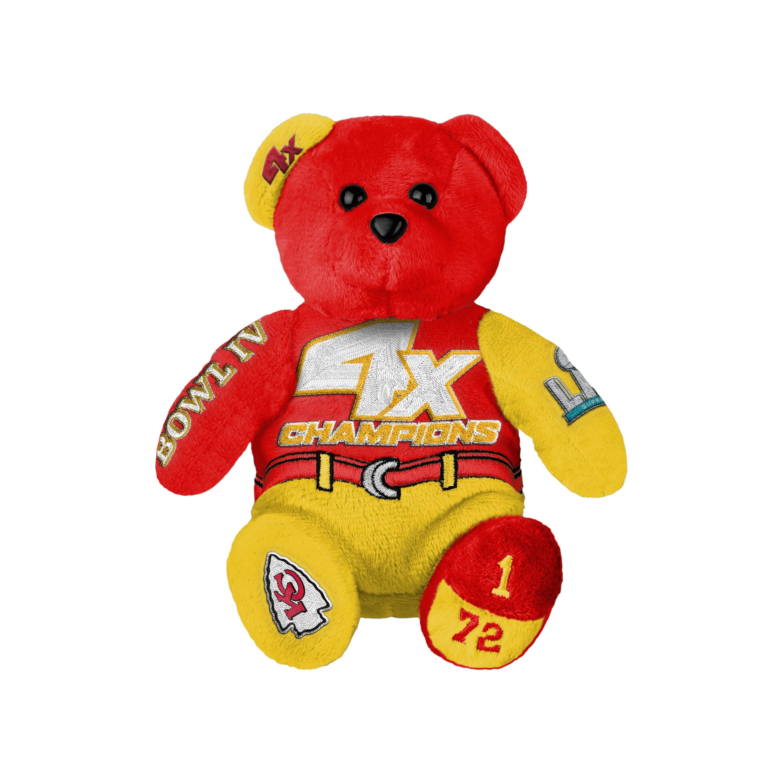 Kansas City Chiefs NFL Super Bowl LVIII Champions 4x Team Beans Embroidered Bear - Image 4
