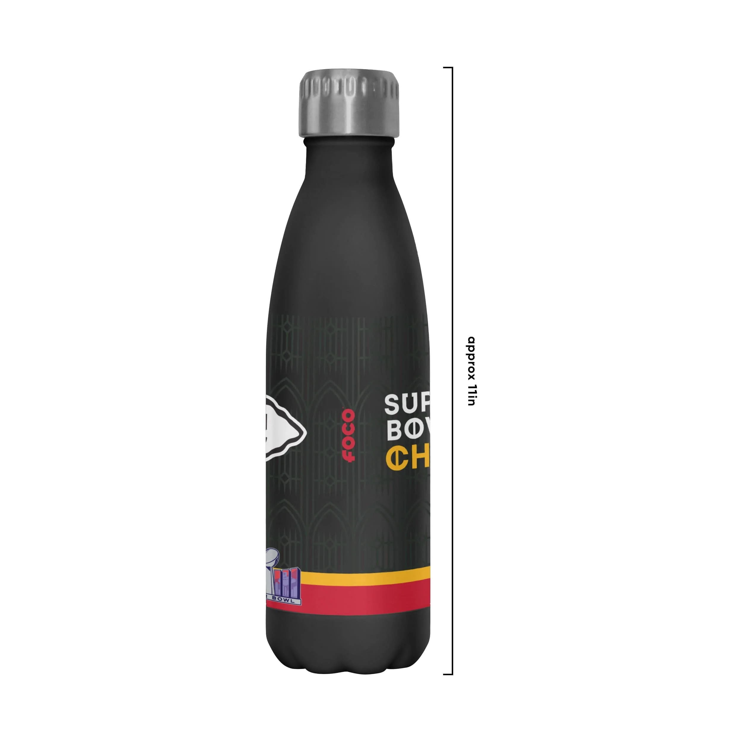 Kansas City Chiefs NFL Super Bowl LVIII Champions Black 17 oz Stainless Steel Bottle - Image 4