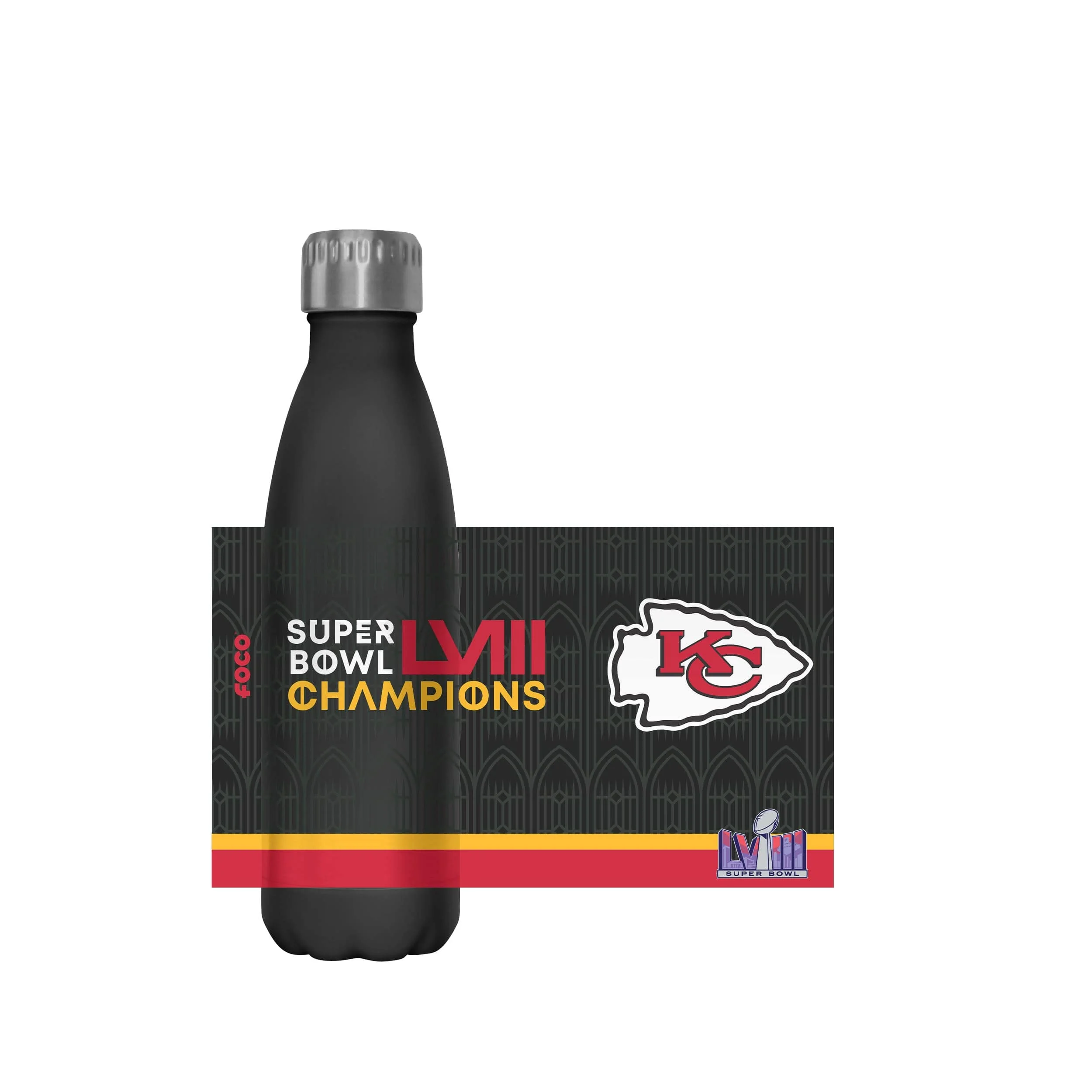 Kansas City Chiefs NFL Super Bowl LVIII Champions Black 17 oz Stainless Steel Bottle - Image 5