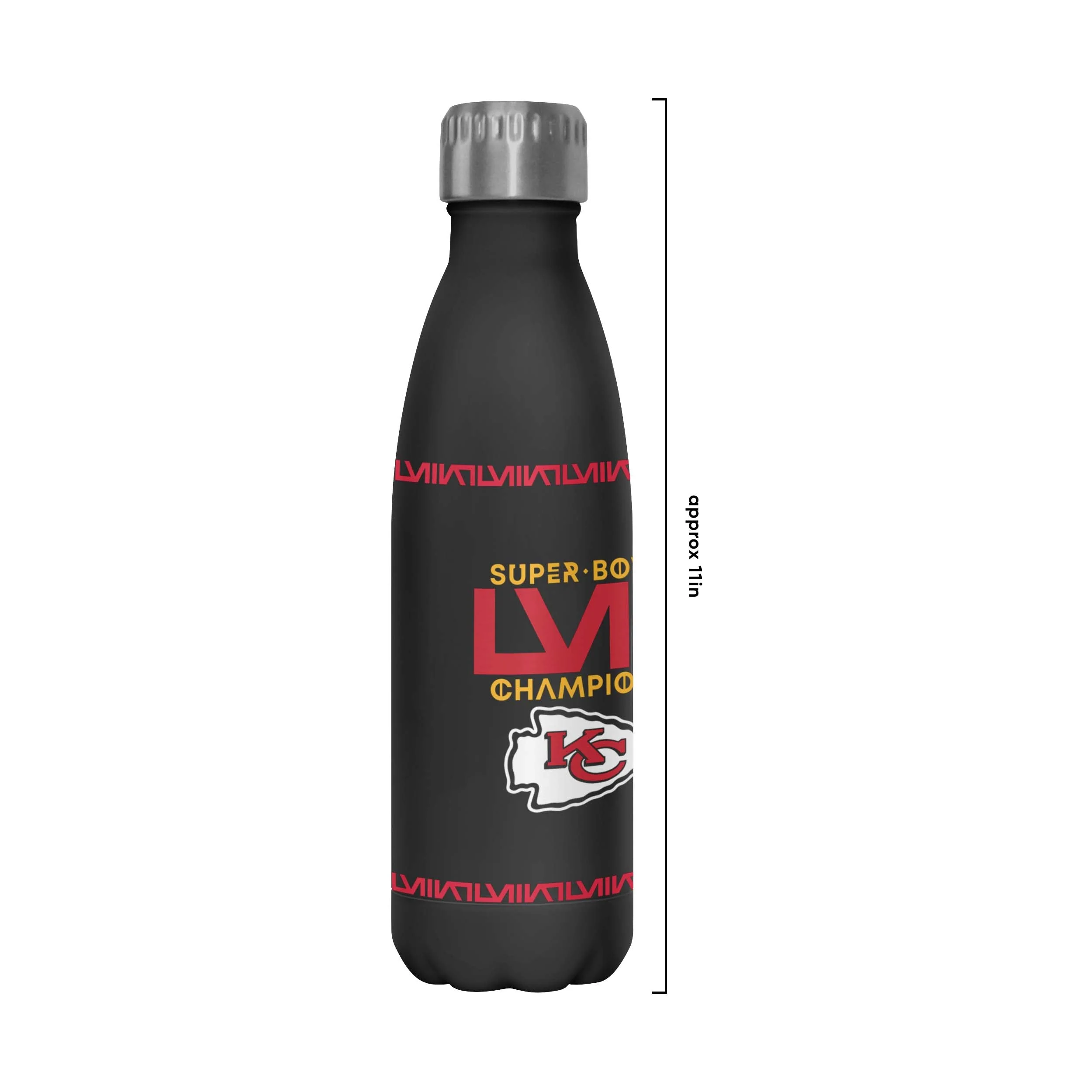 Kansas City Chiefs NFL Super Bowl LVIII Champions Black Diamond 17 oz Stainless Steel Bottle - Image 3