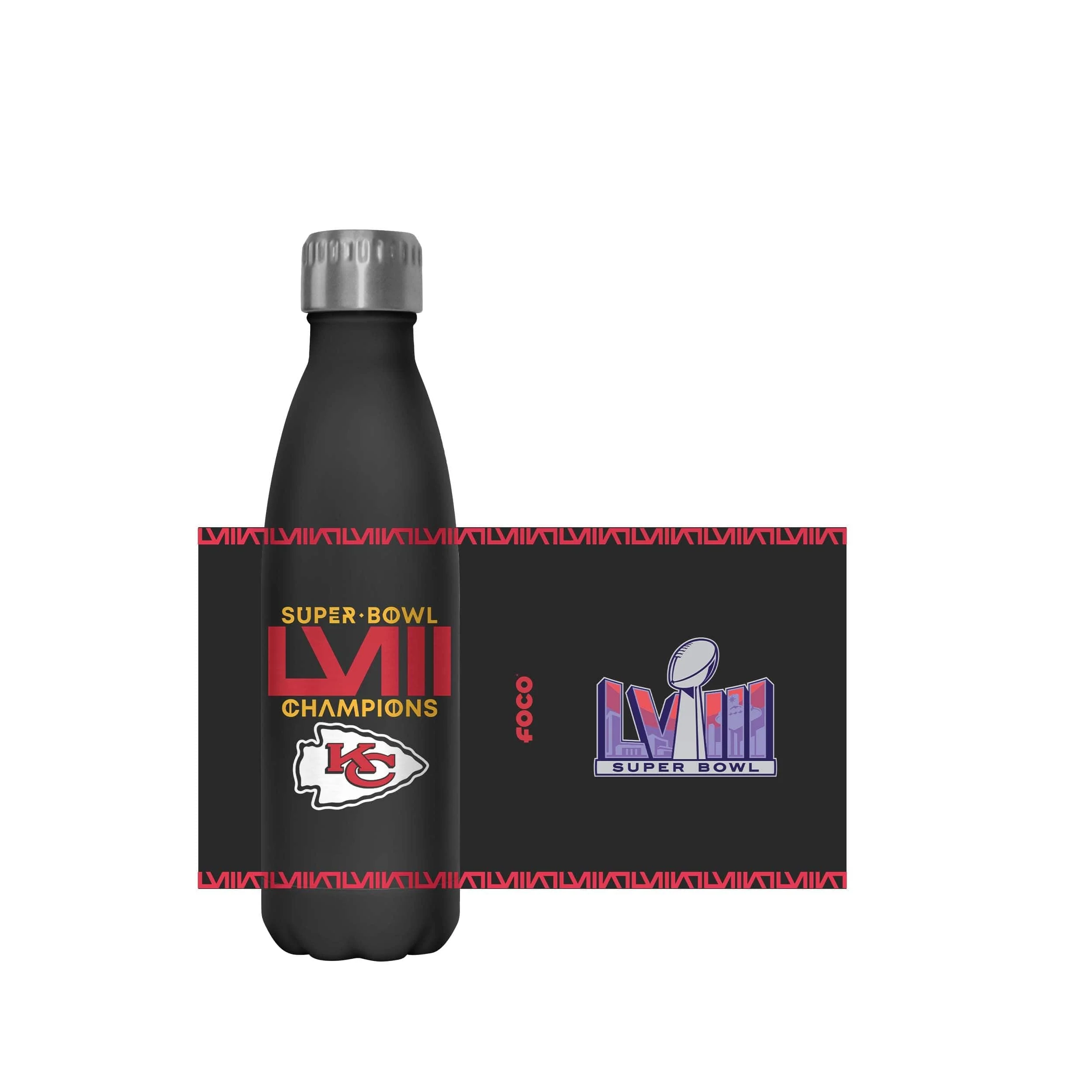Kansas City Chiefs NFL Super Bowl LVIII Champions Black Diamond 17 oz Stainless Steel Bottle - Image 5