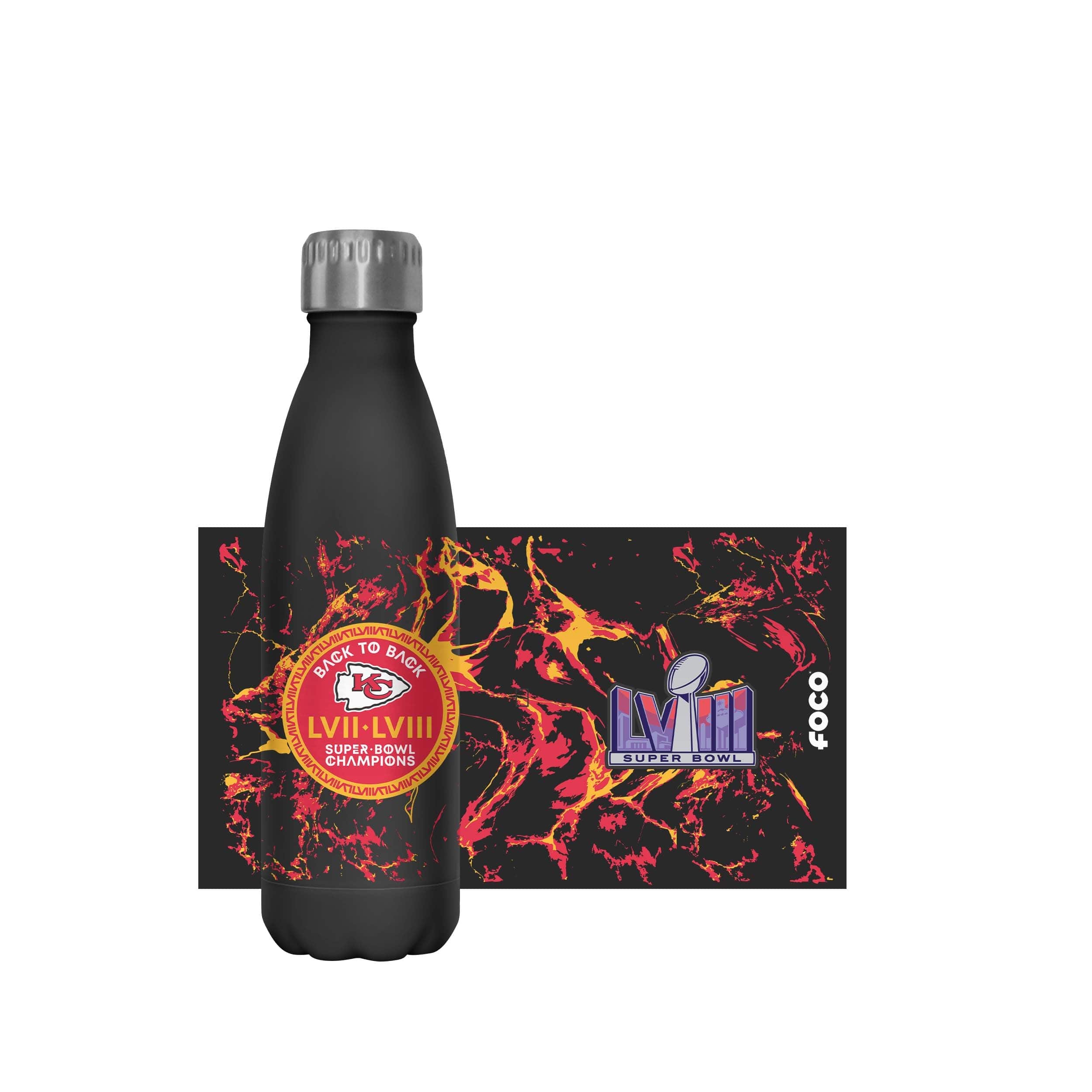 Kansas City Chiefs NFL Super Bowl LVIII Champions Black Marble 17 oz Stainless Steel Bottle - Image 5