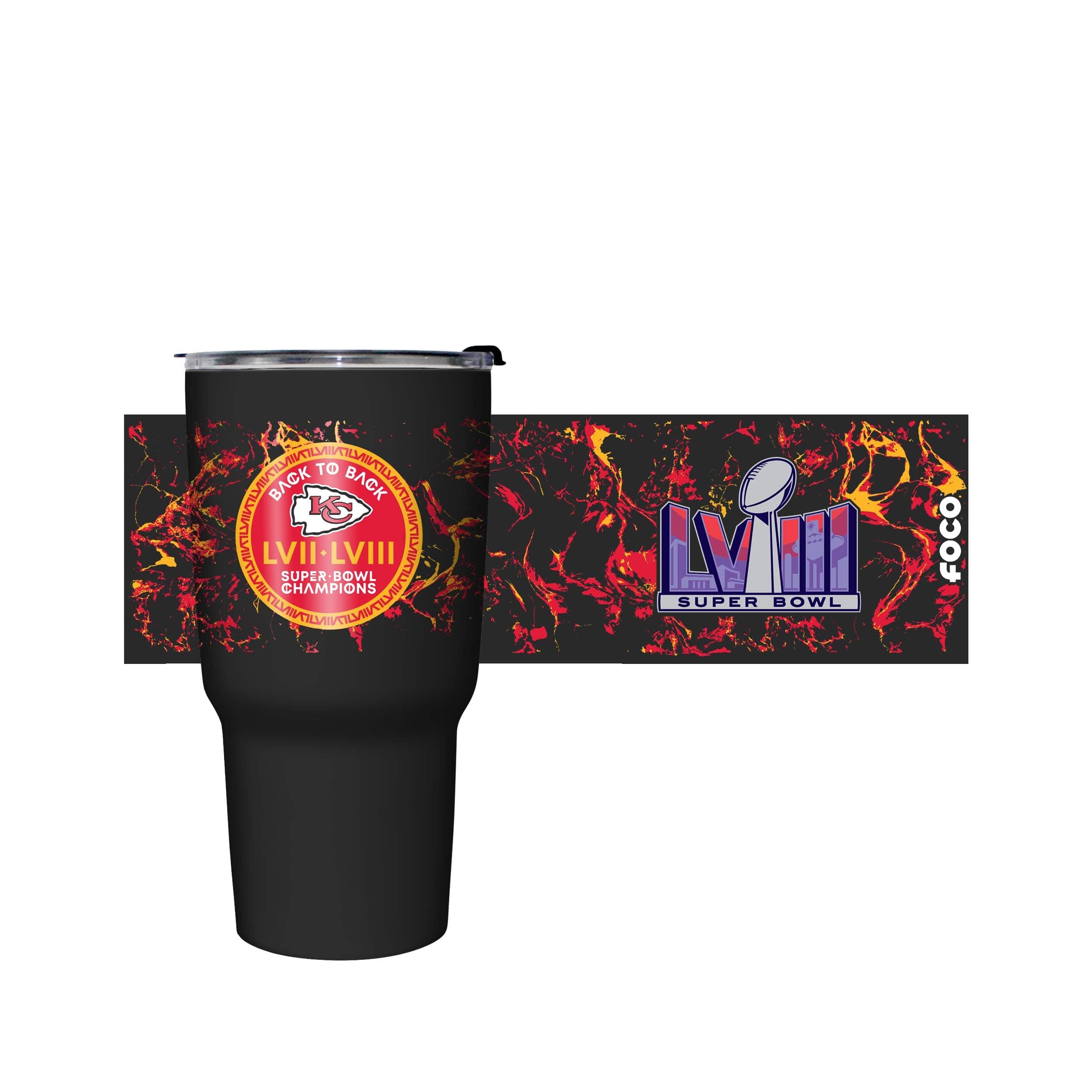 Kansas City Chiefs NFL Super Bowl LVIII Champions Black Marble 27 oz Stainless Steel Tumbler - Image 5