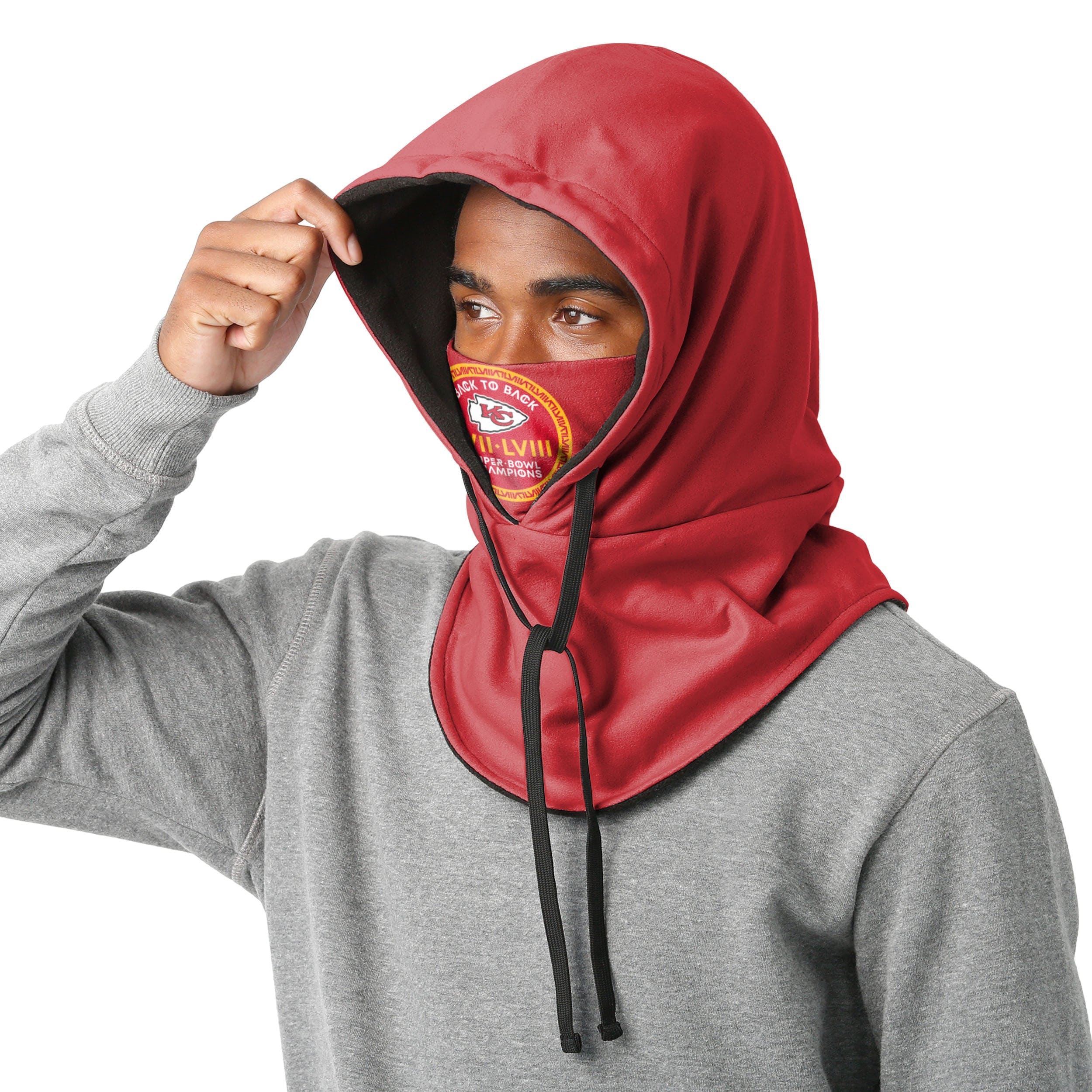 Kansas City Chiefs NFL Super Bowl LVIII Champions Drawstring Hooded Gaiter - Image 3