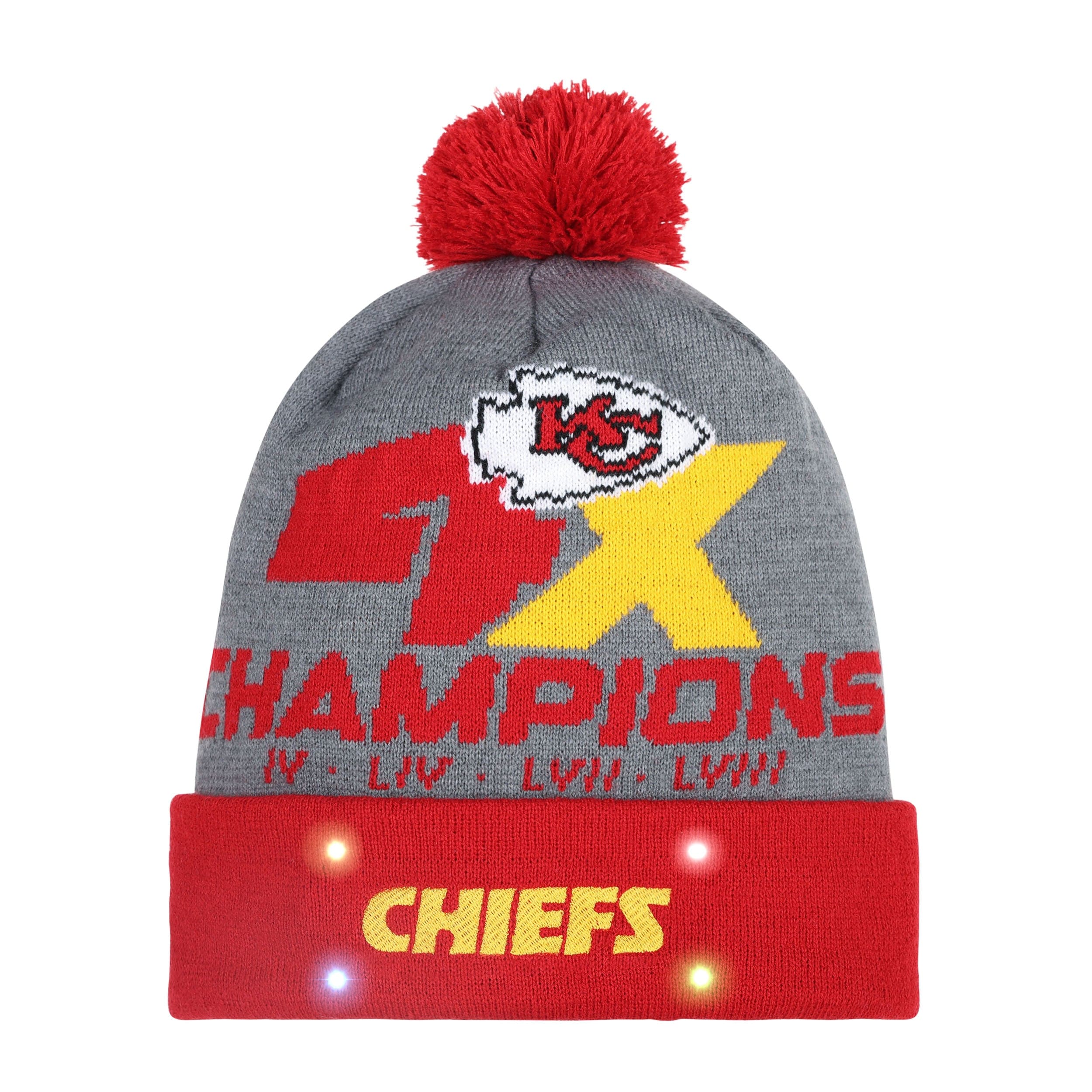 Kansas City Chiefs NFL Super Bowl LVIII Champions Grey Wordmark Beanie - Image 2