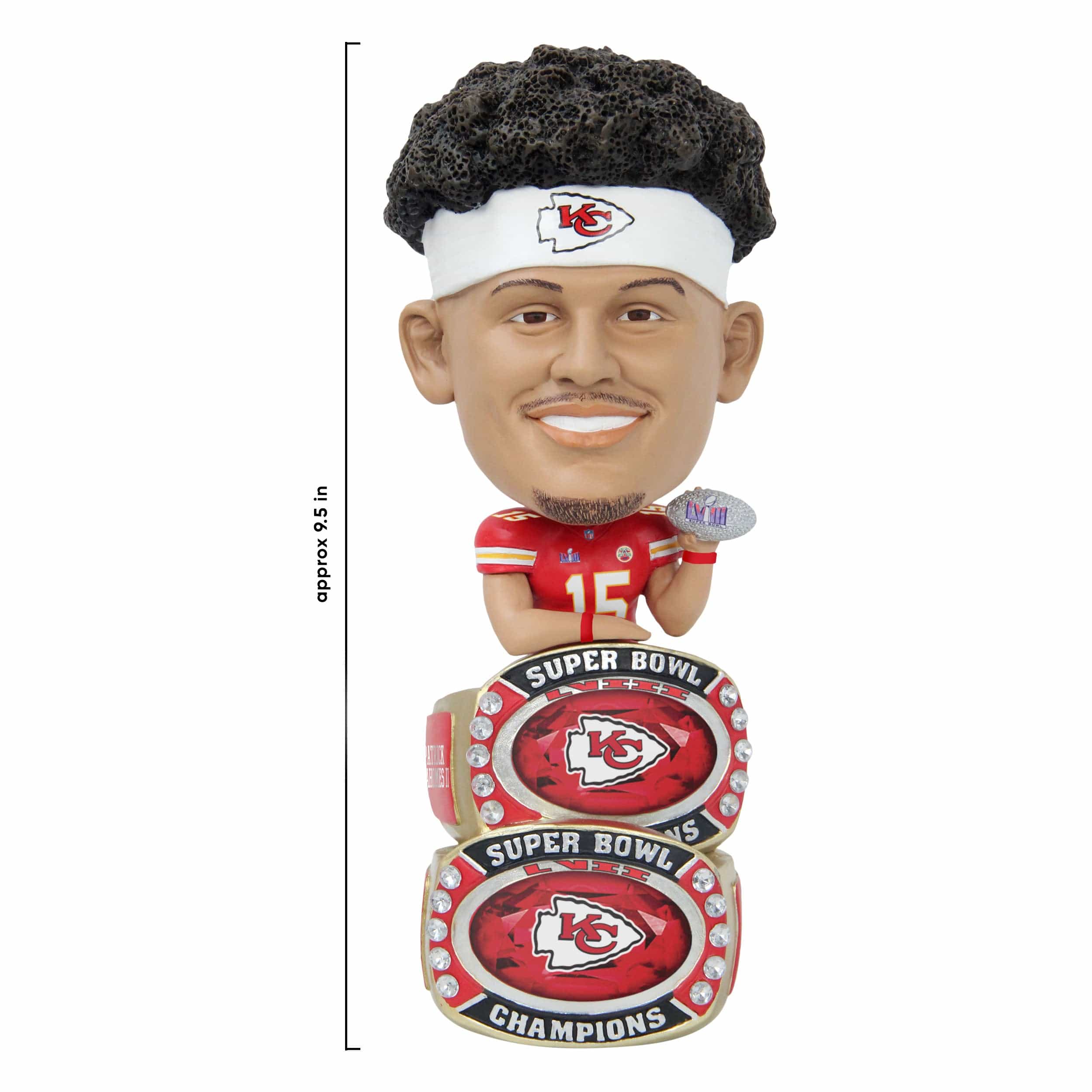 Kansas City Chiefs NFL Super Bowl LVIII Champions Patrick Mahomes Double Base Ring Bighead Bobblehead - Image 3