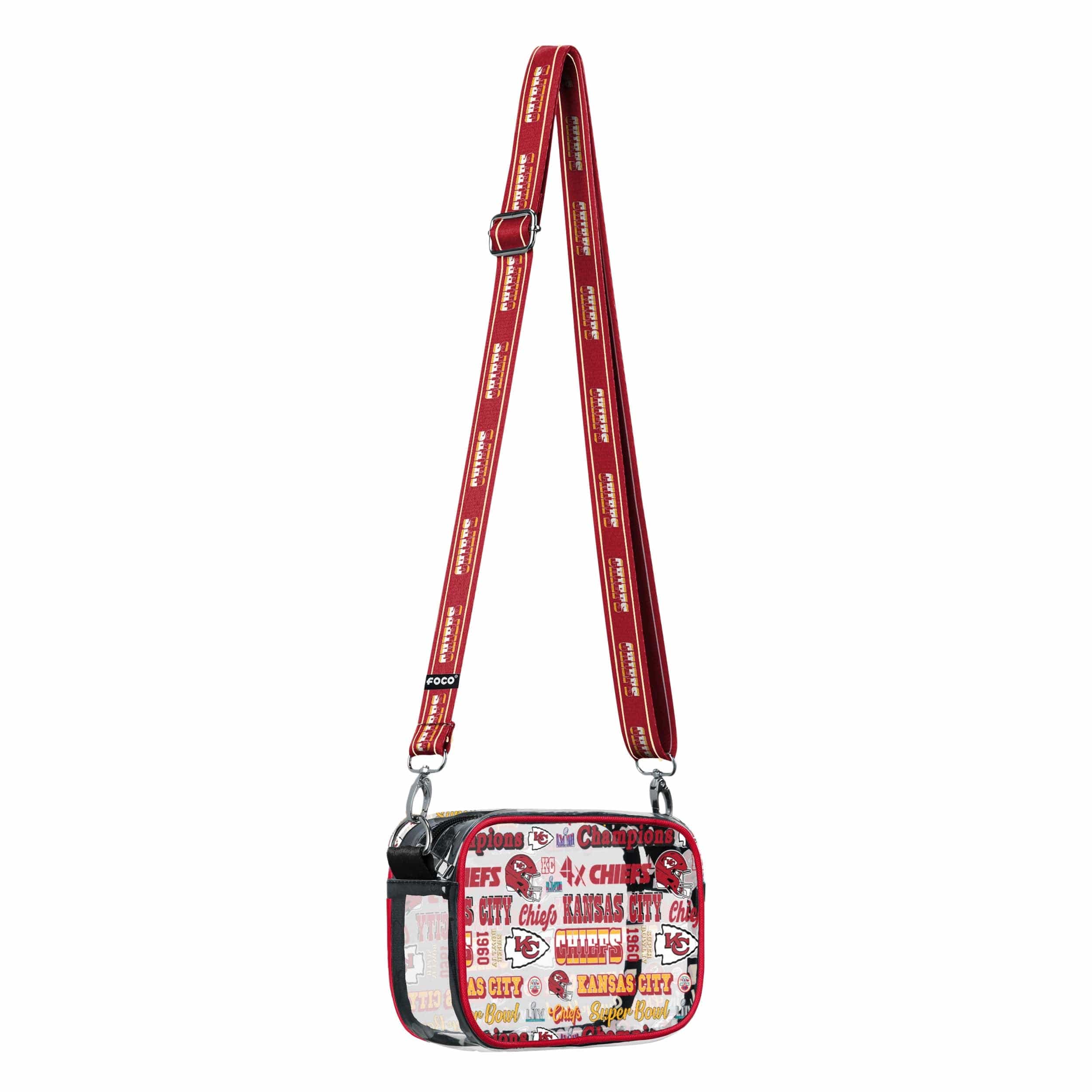 Kansas City Chiefs NFL Super Bowl LVIII Champions Repeat Retro Print Clear Crossbody Bag - Image 2