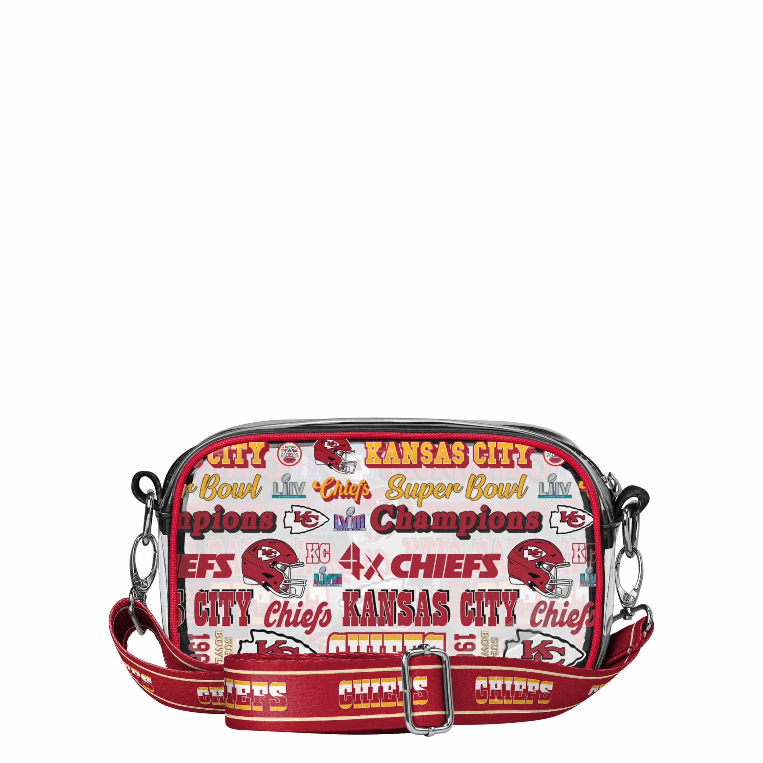 Kansas City Chiefs NFL Super Bowl LVIII Champions Repeat Retro Print Clear Crossbody Bag - Image 5