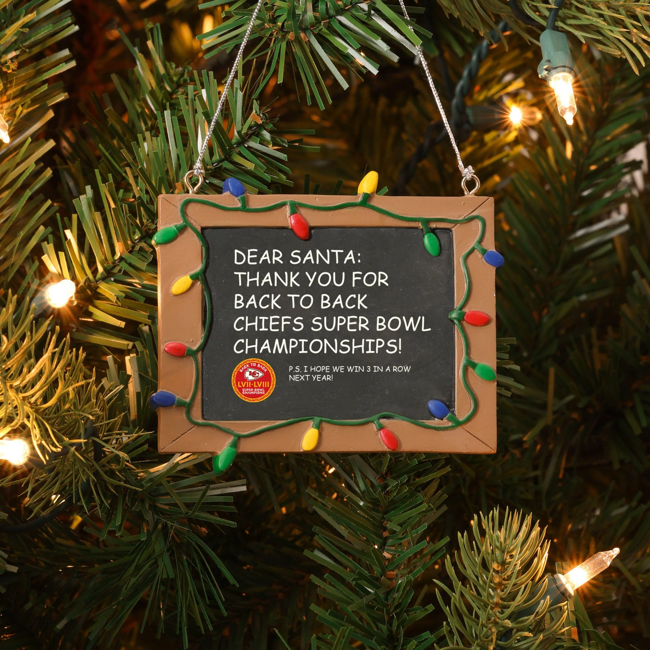 Kansas City Chiefs NFL Super Bowl LVIII Champions Resin Chalkboard Sign Ornament - Image 3