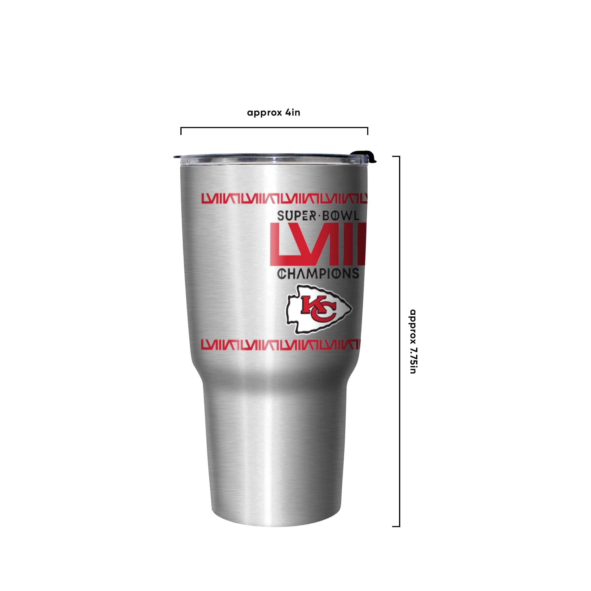 Kansas City Chiefs NFL Super Bowl LVIII Champions Silver Diamond 27 oz Stainless Steel Tumbler - Image 4