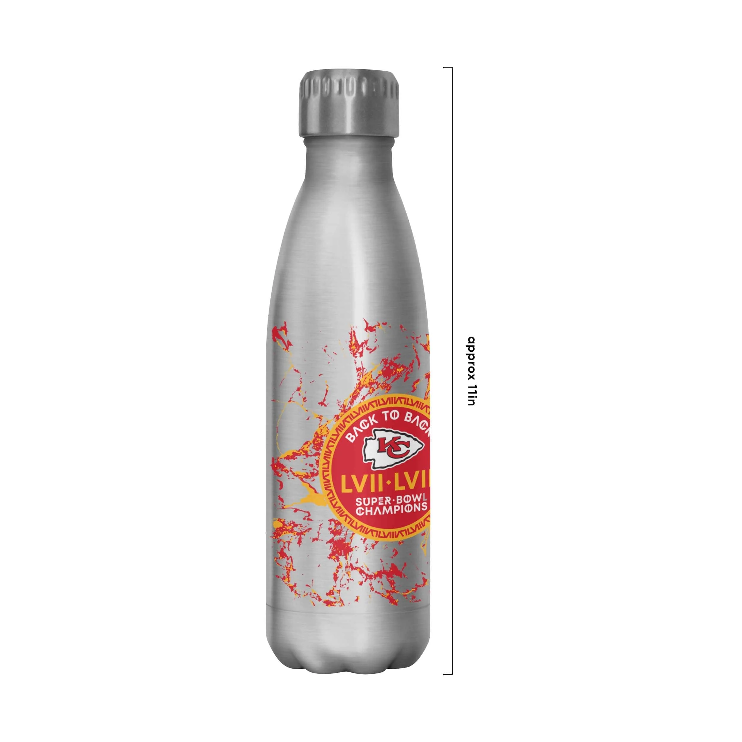 Kansas City Chiefs NFL Super Bowl LVIII Champions Silver Marble 17 oz Stainless Steel Bottle - Image 3