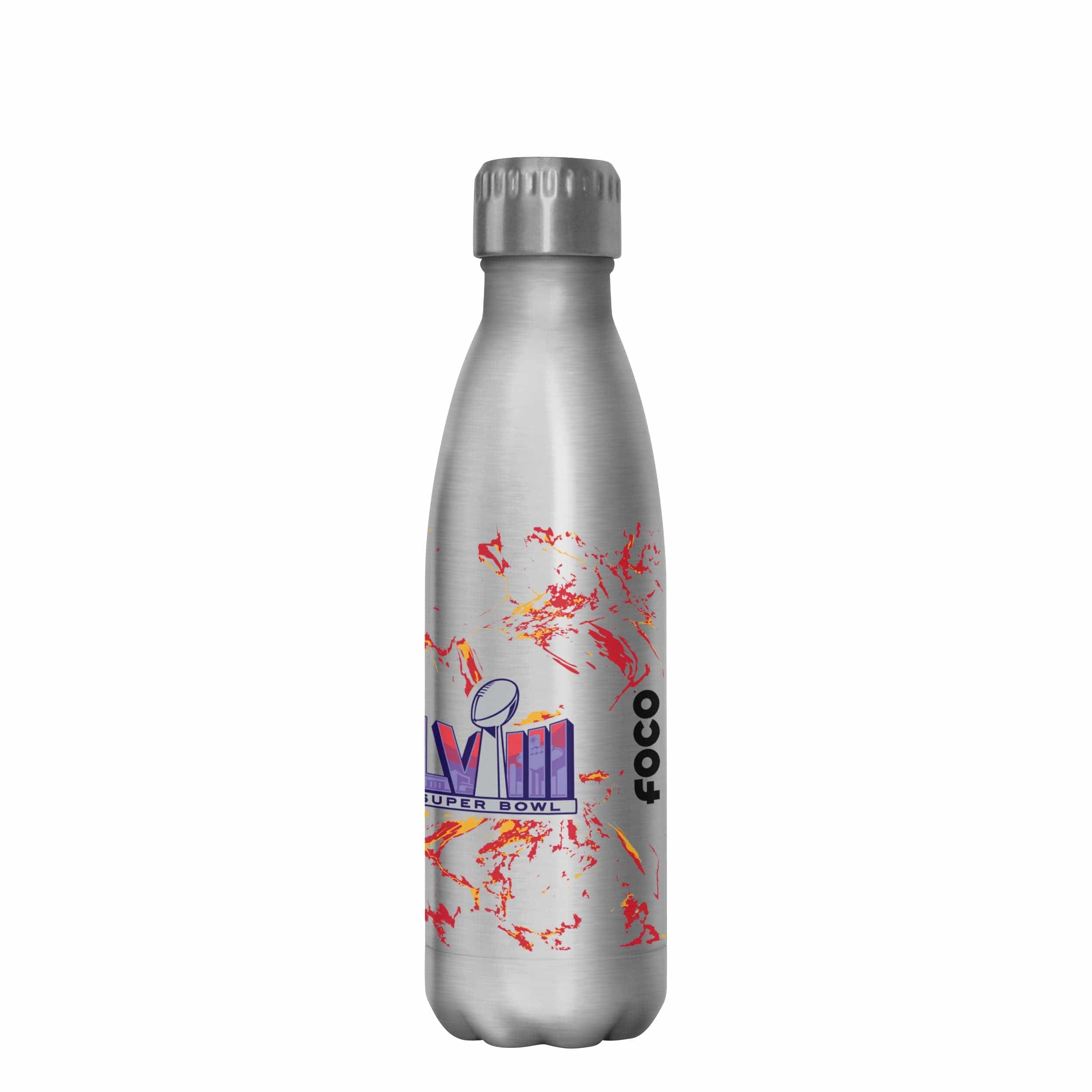 Kansas City Chiefs NFL Super Bowl LVIII Champions Silver Marble 17 oz Stainless Steel Bottle - Image 4