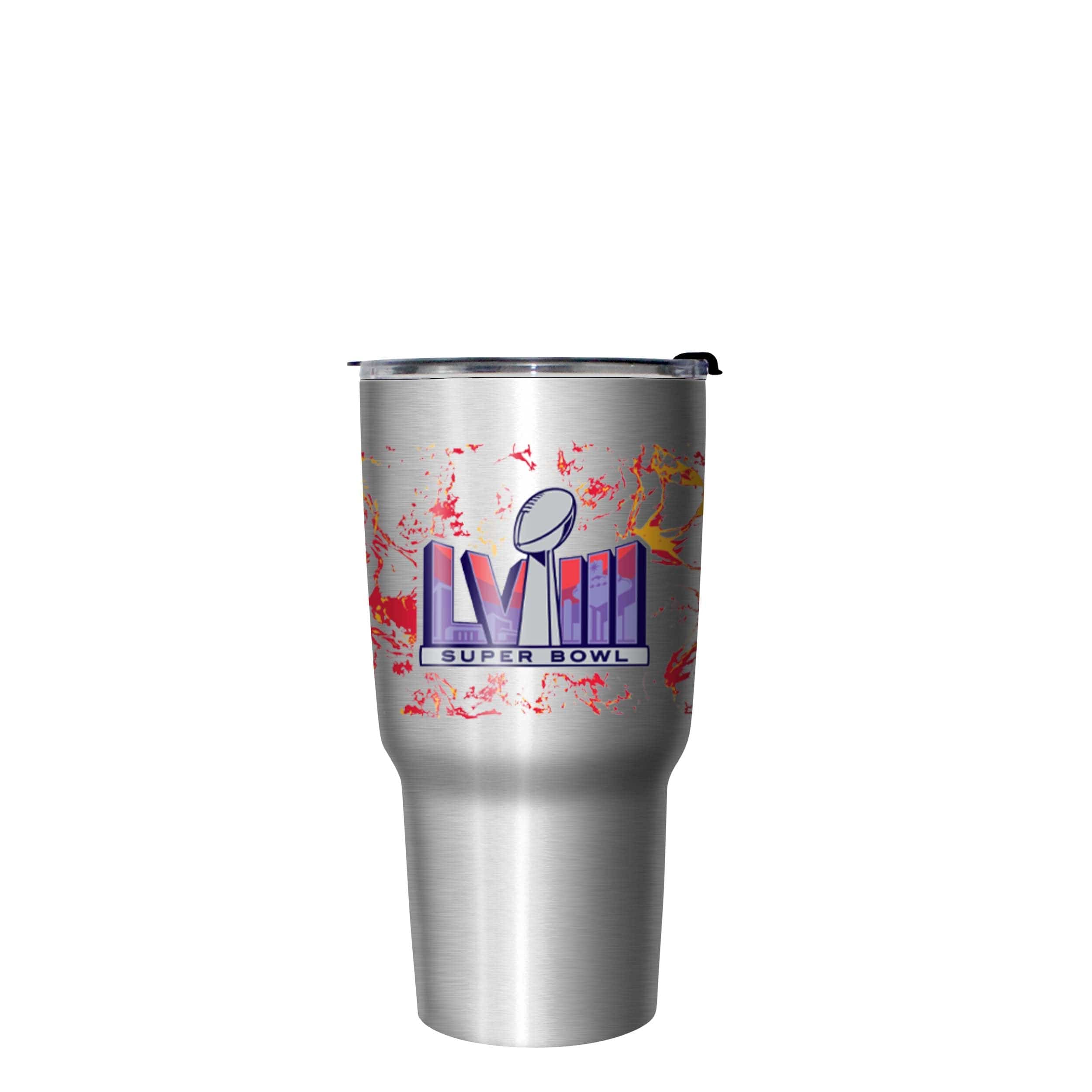 Kansas City Chiefs NFL Super Bowl LVIII Champions Silver Marble 27 oz Stainless Steel Tumbler - Image 2