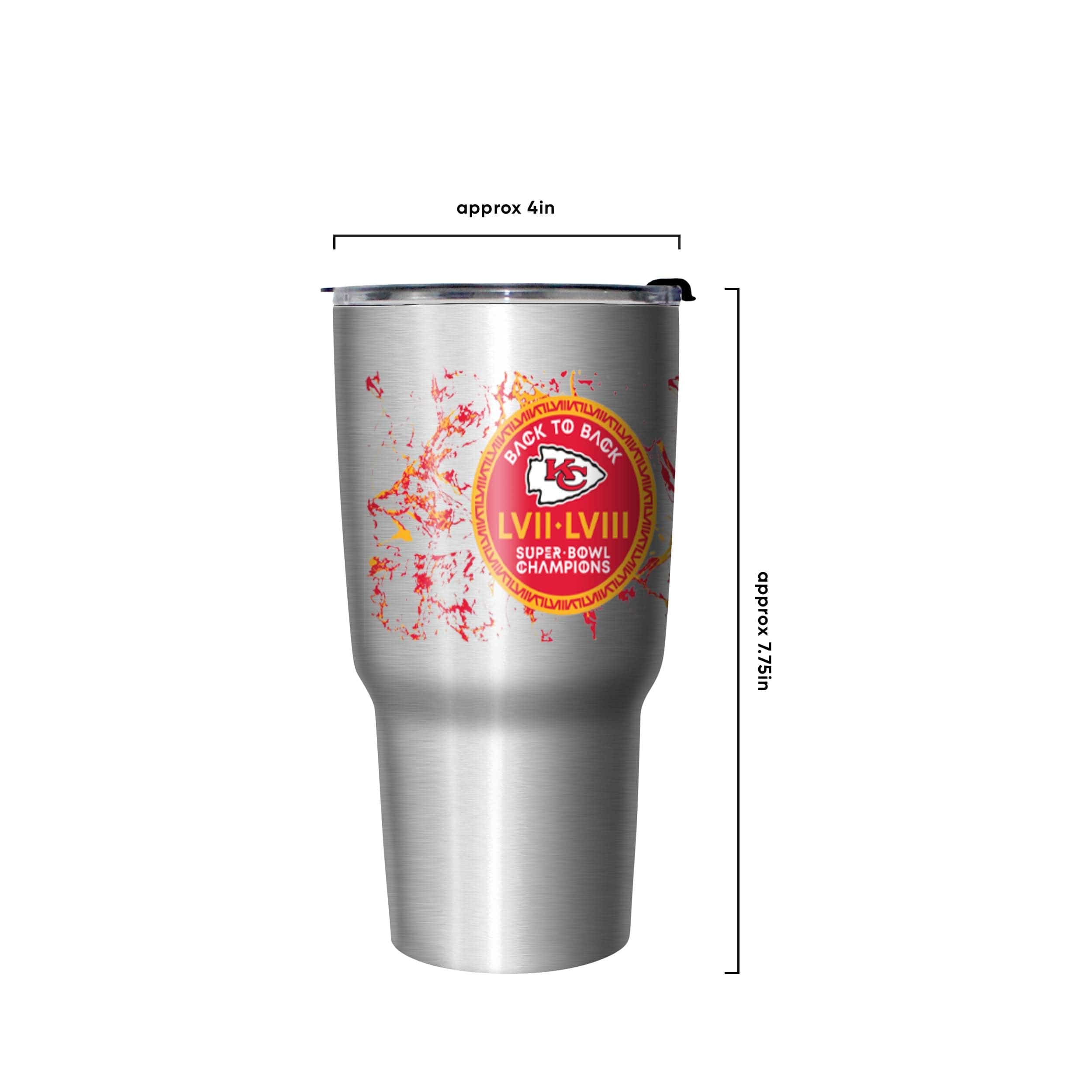 Kansas City Chiefs NFL Super Bowl LVIII Champions Silver Marble 27 oz Stainless Steel Tumbler - Image 4
