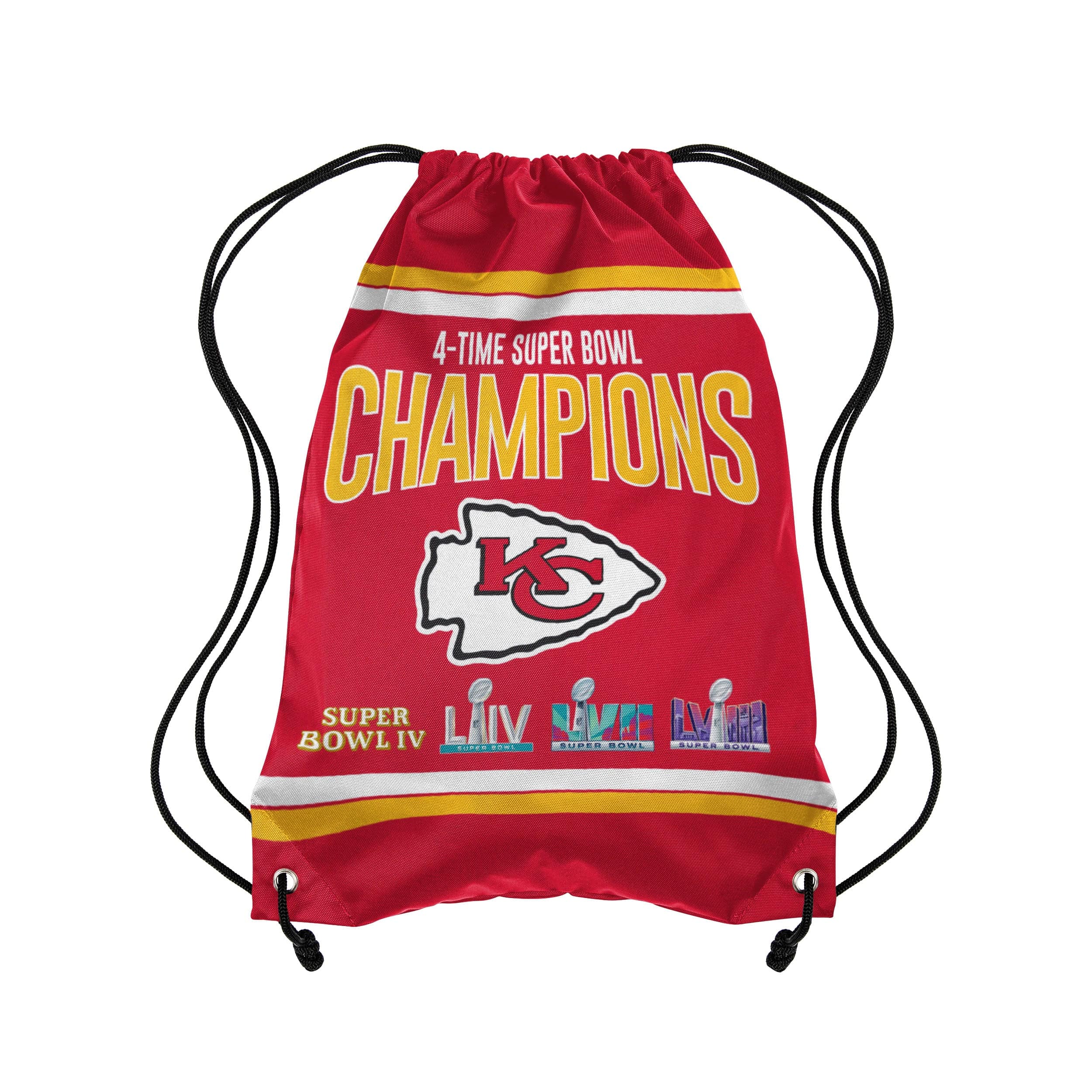 Kansas City Chiefs NFL Super Bowl LVIII Multi-Champ Team Color Drawstring Backpack