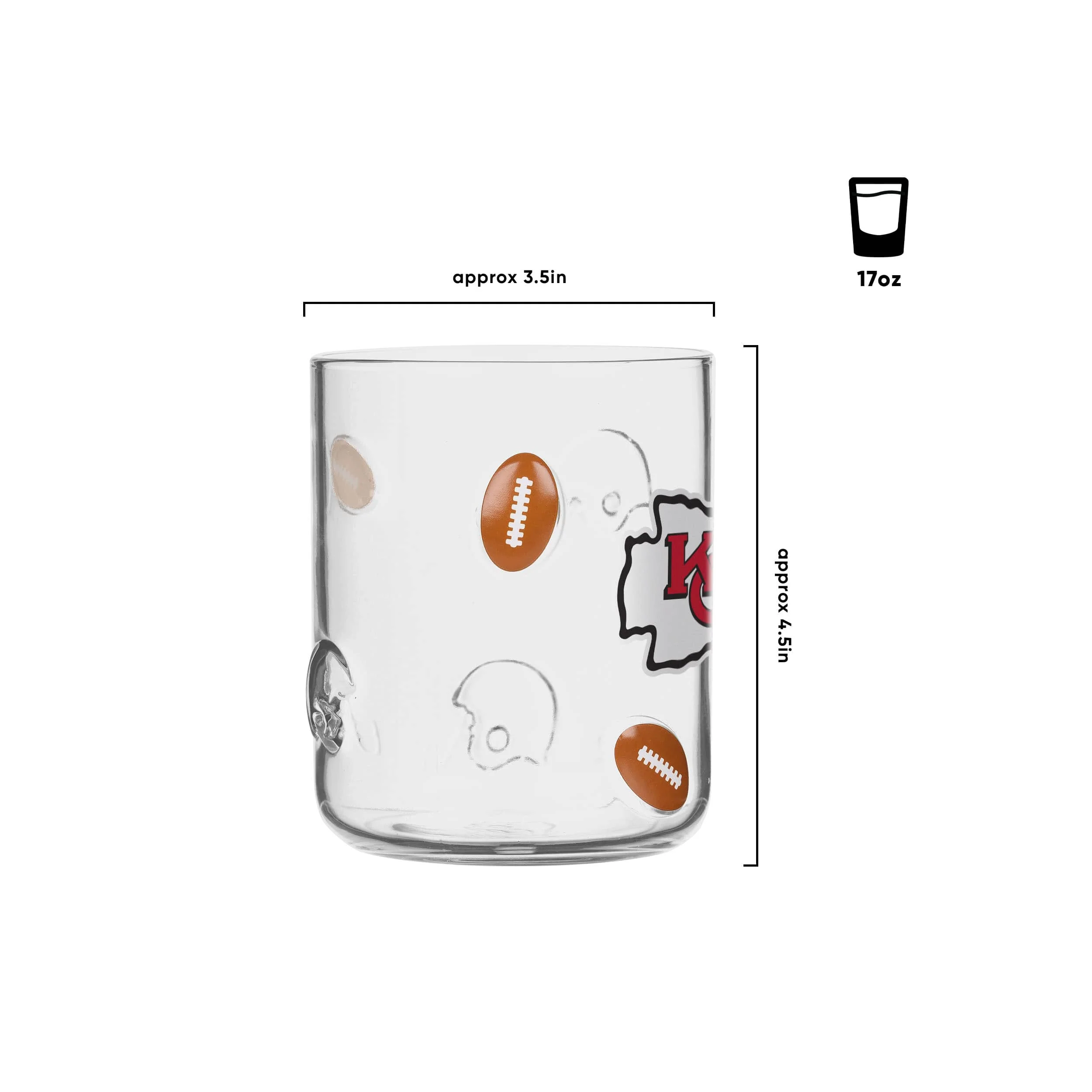 Kansas City Chiefs NFL Team Logo 17 oz Glass Cup (PREORDER - SHIPS MID JUNE) - Image 2