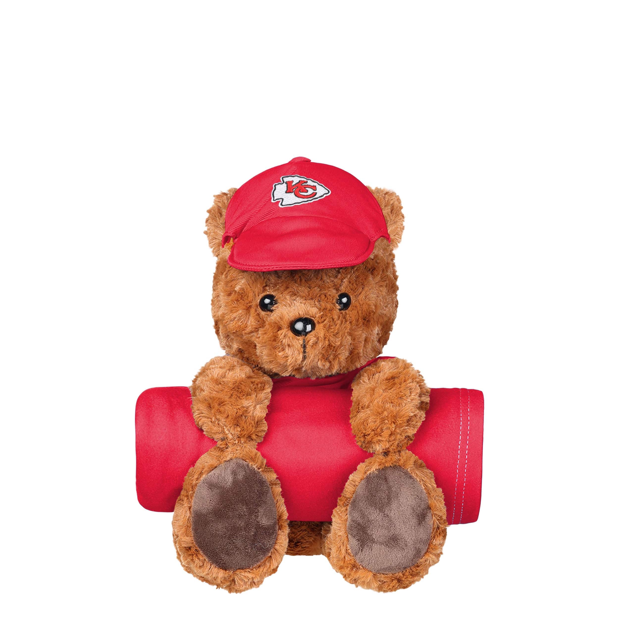 Kansas City Chiefs NFL Throw Blanket With Plush Bear