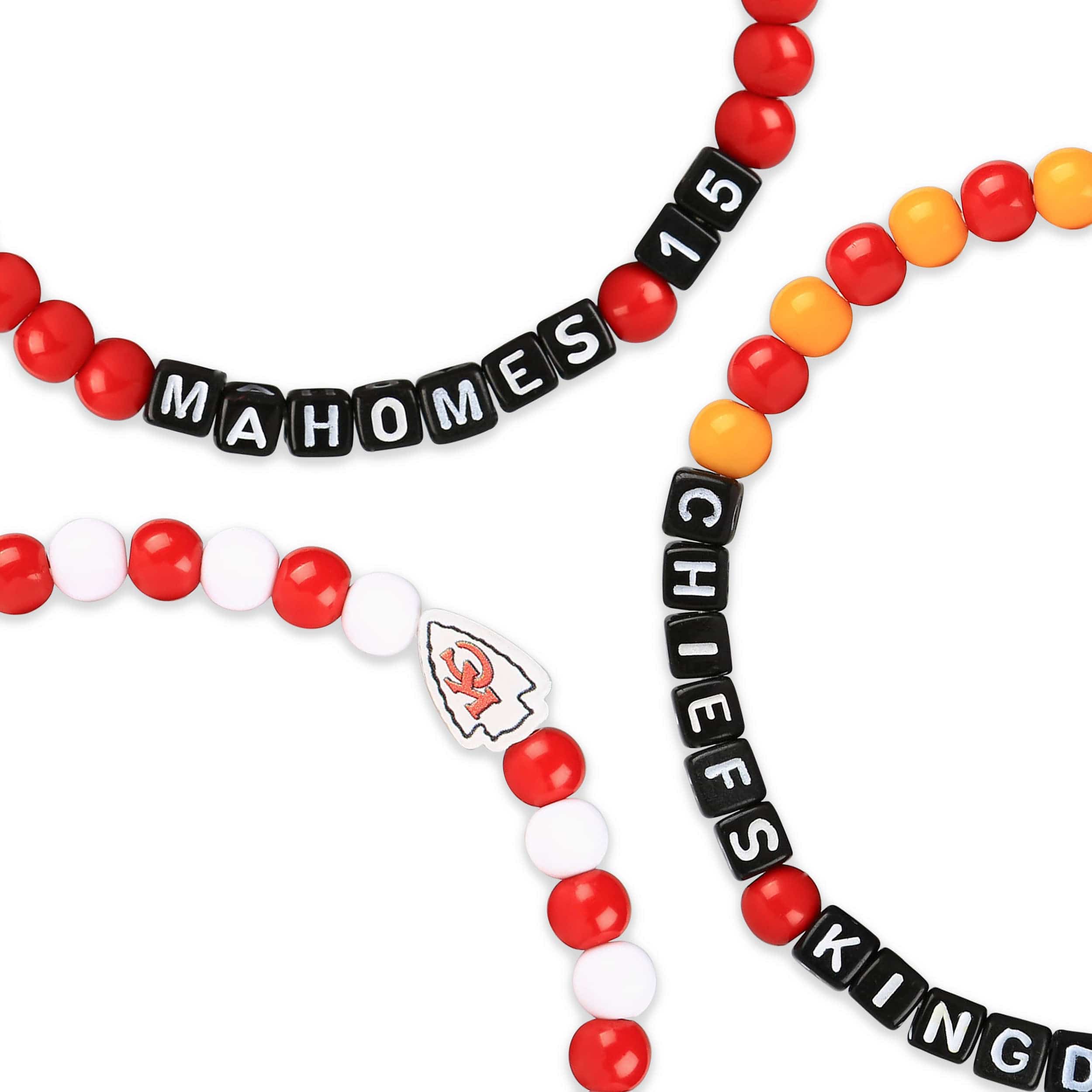 Kansas City Chiefs NFL Travis Kelce & Patrick Mahomes 3 Pack Player Beaded Friendship Bracelet - Image 2