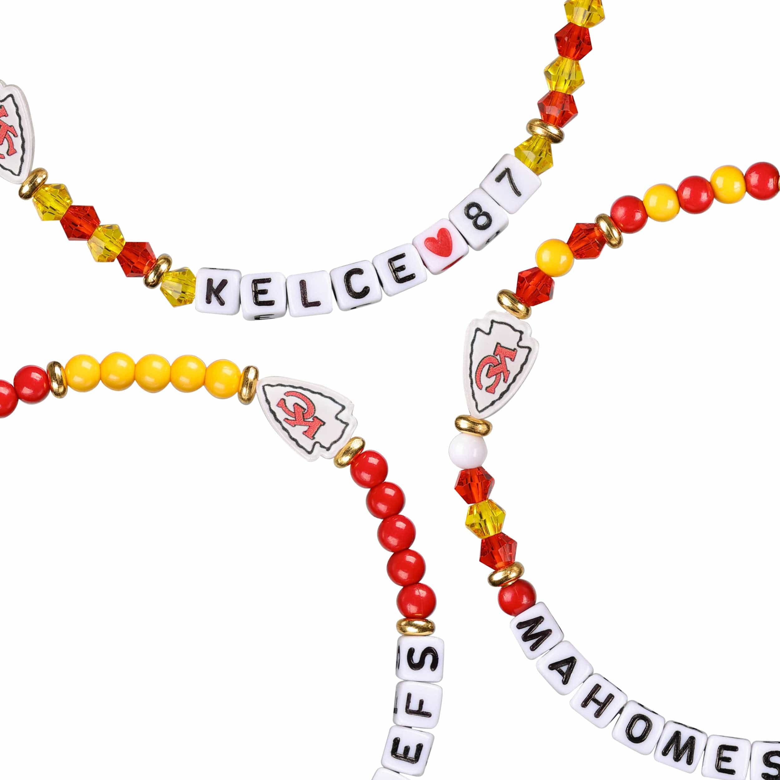 Kansas City Chiefs NFL Travis Kelce & Patrick Mahomes 3 Pack Player Friendship Bracelet - Image 2