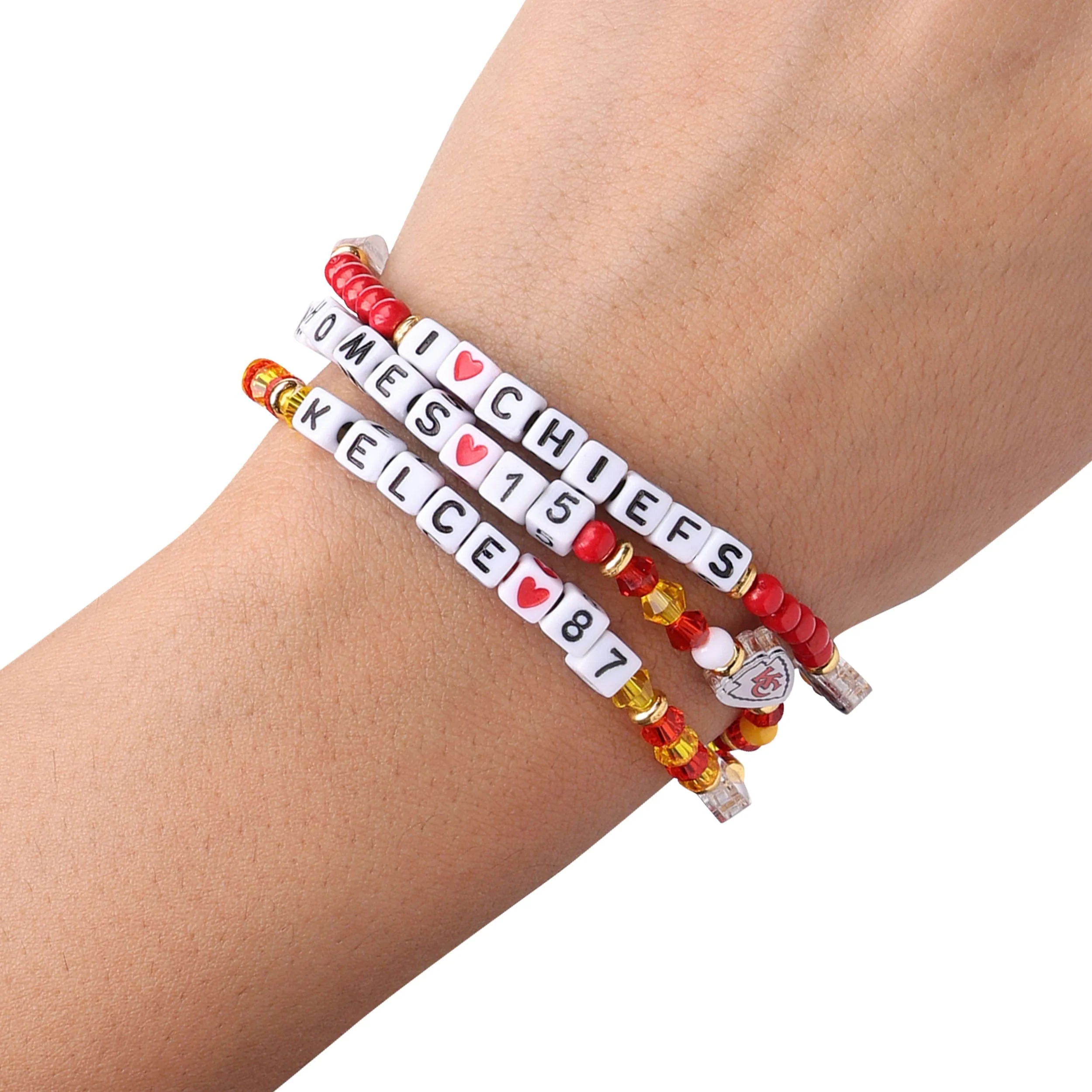 Kansas City Chiefs NFL Travis Kelce & Patrick Mahomes 3 Pack Player Friendship Bracelet - Image 4