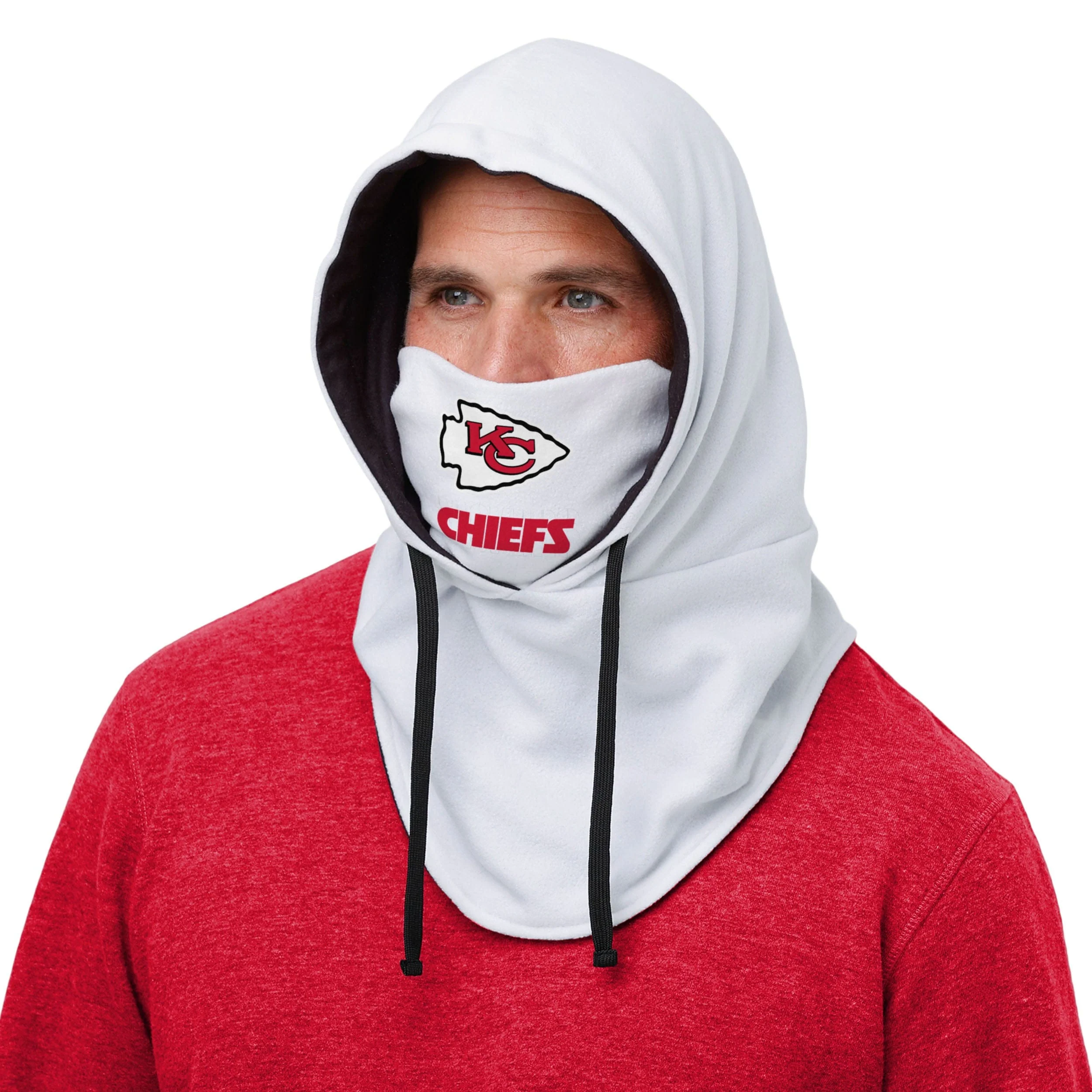 Kansas City Chiefs NFL White Drawstring Hooded Gaiter - Image 3