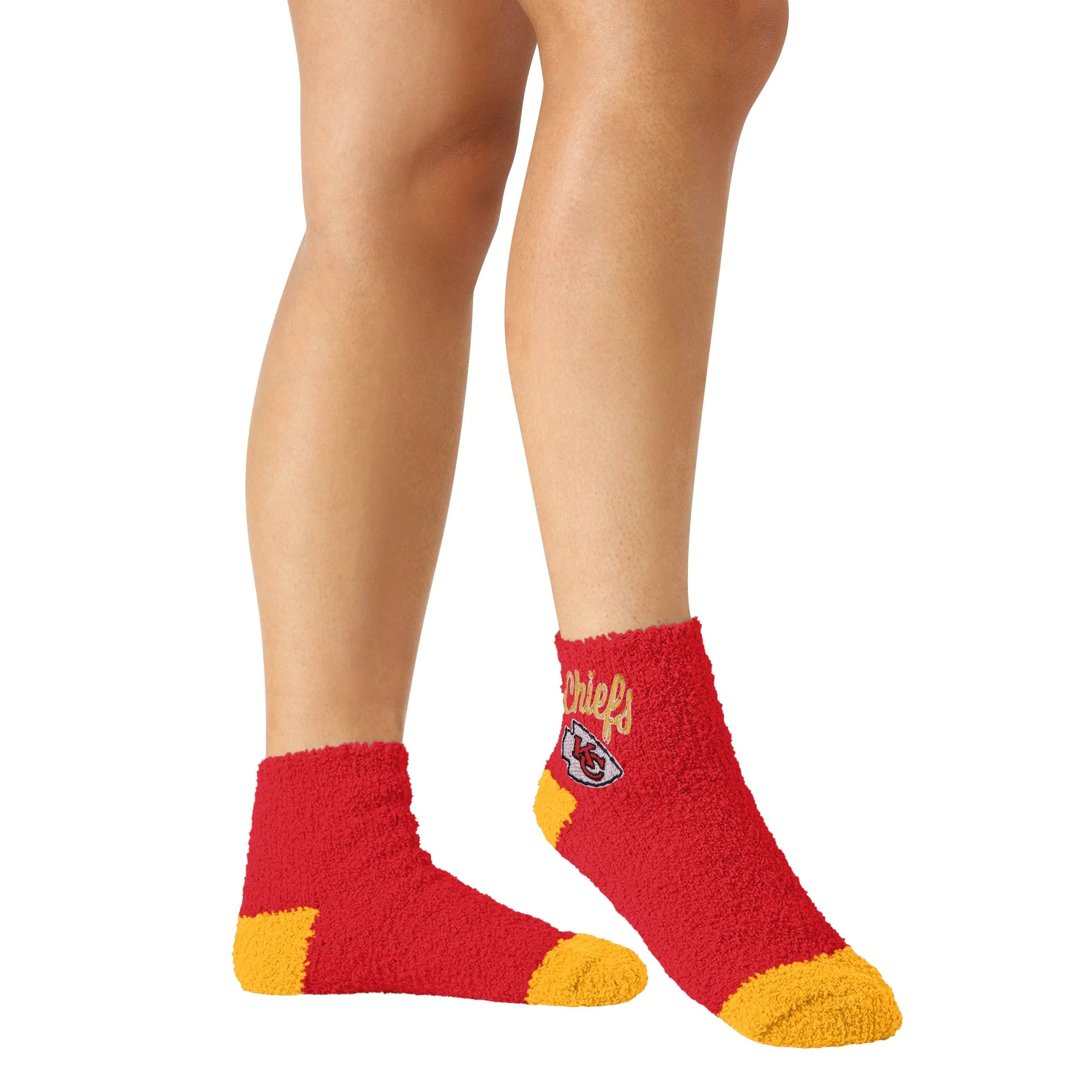 Kansas City Chiefs NFL Womens 2 Pack Script Logo Fuzzy Ankle Socks - Image 3