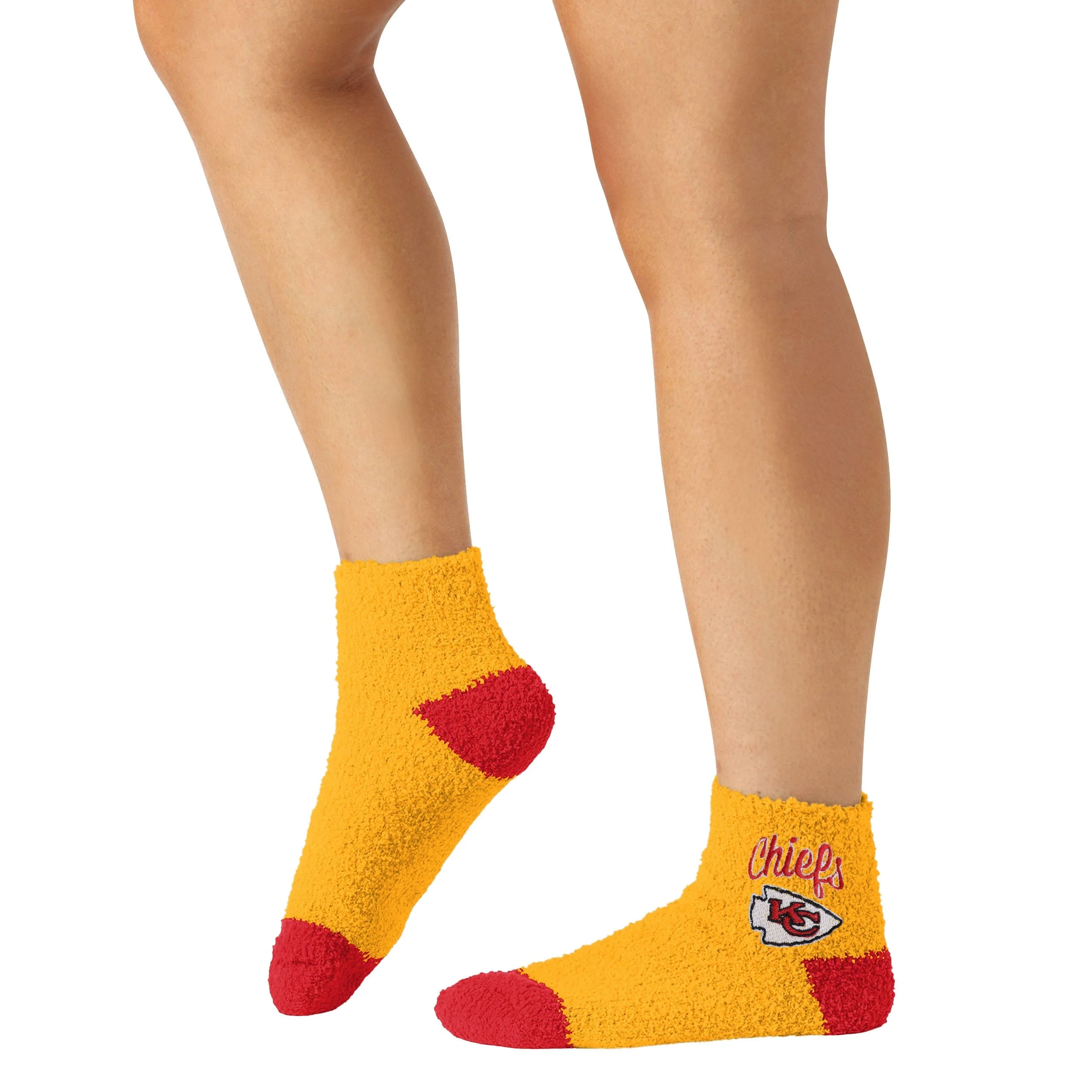 Kansas City Chiefs NFL Womens 2 Pack Script Logo Fuzzy Ankle Socks - Image 4