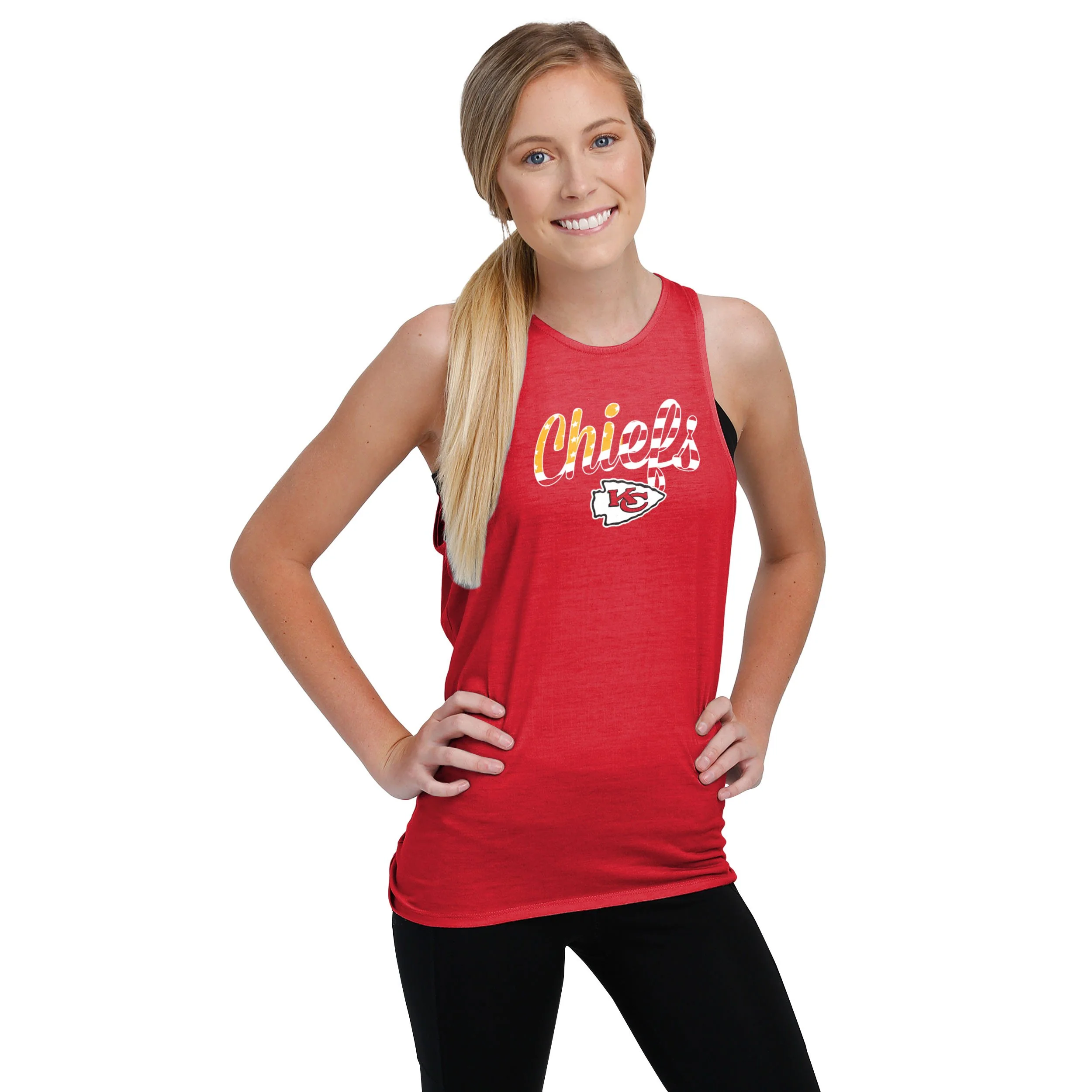 Kansas City Chiefs NFL Womens Americana Tie-Breaker Sleeveless Top - Image 2
