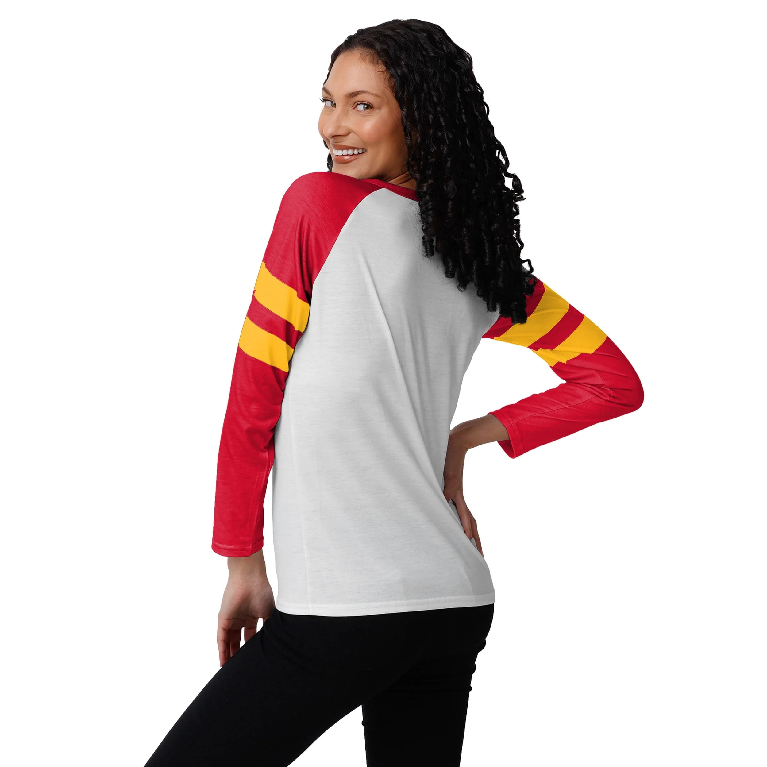 Kansas City Chiefs NFL Womens Big Logo Long Sleeve Henley - Image 2