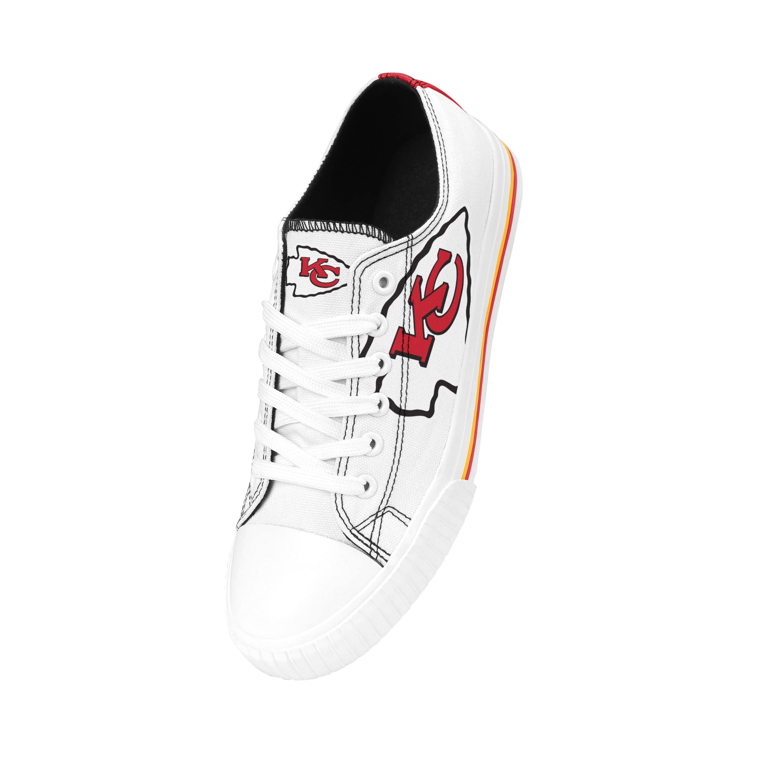 Kansas City Chiefs NFL Womens Big Logo Low Top White Canvas Shoes - Image 2
