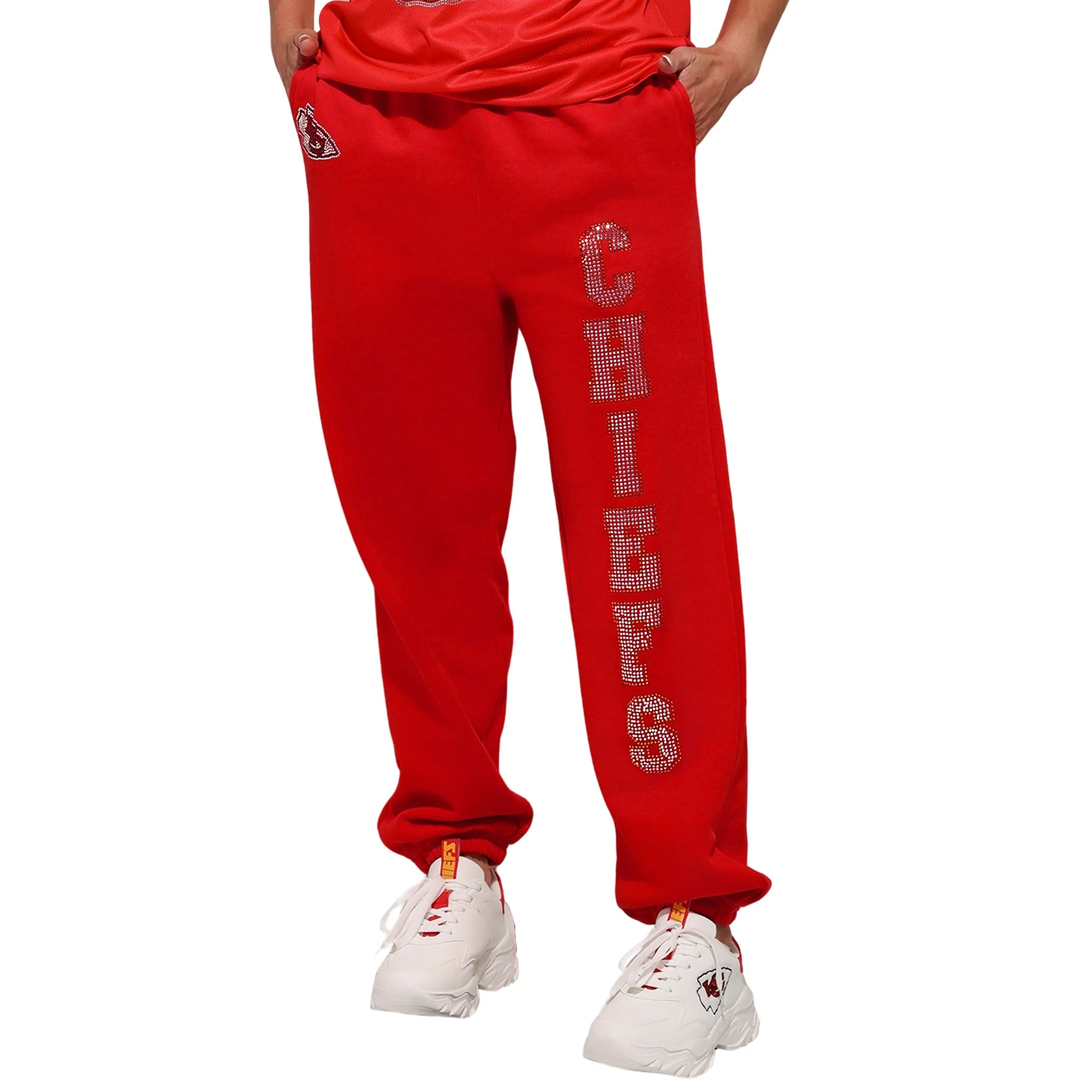 Kansas City Chiefs NFL Womens Big Wordmark Rhinestone Sweatpants