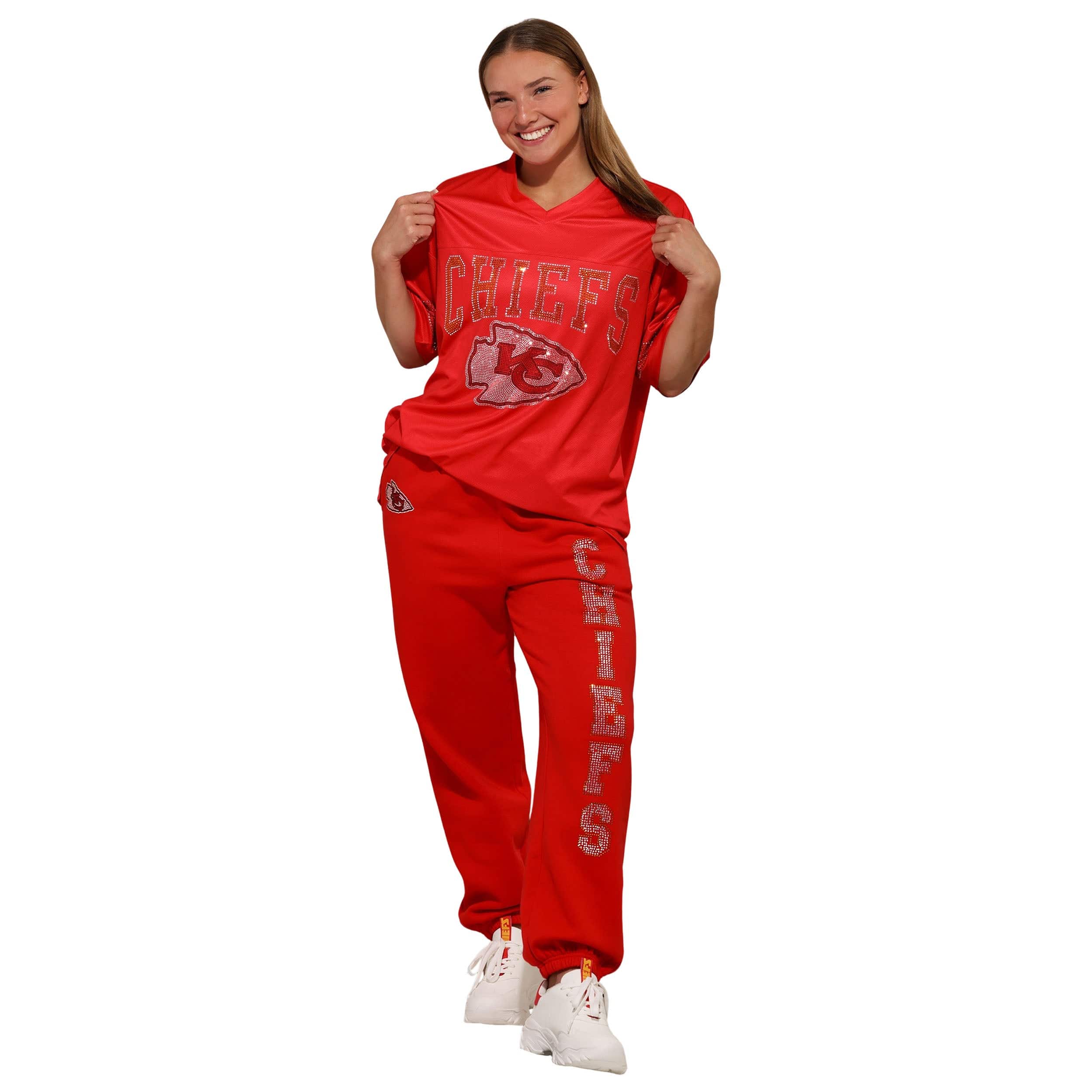 Kansas City Chiefs NFL Womens Big Wordmark Rhinestone Sweatpants - Image 5