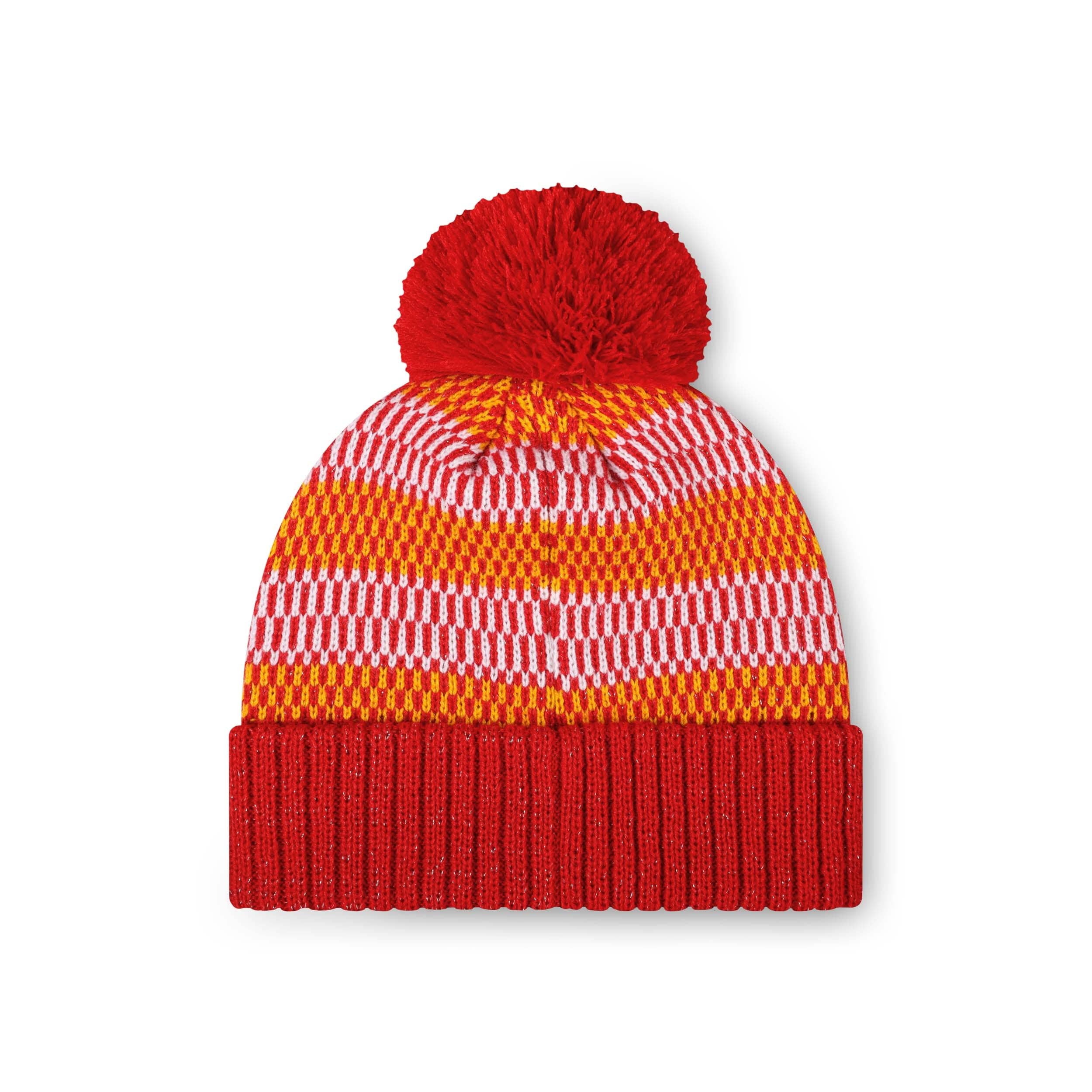 Kansas City Chiefs NFL Womens Cozy Knit Metallic Thread Pom Beanie - Image 2
