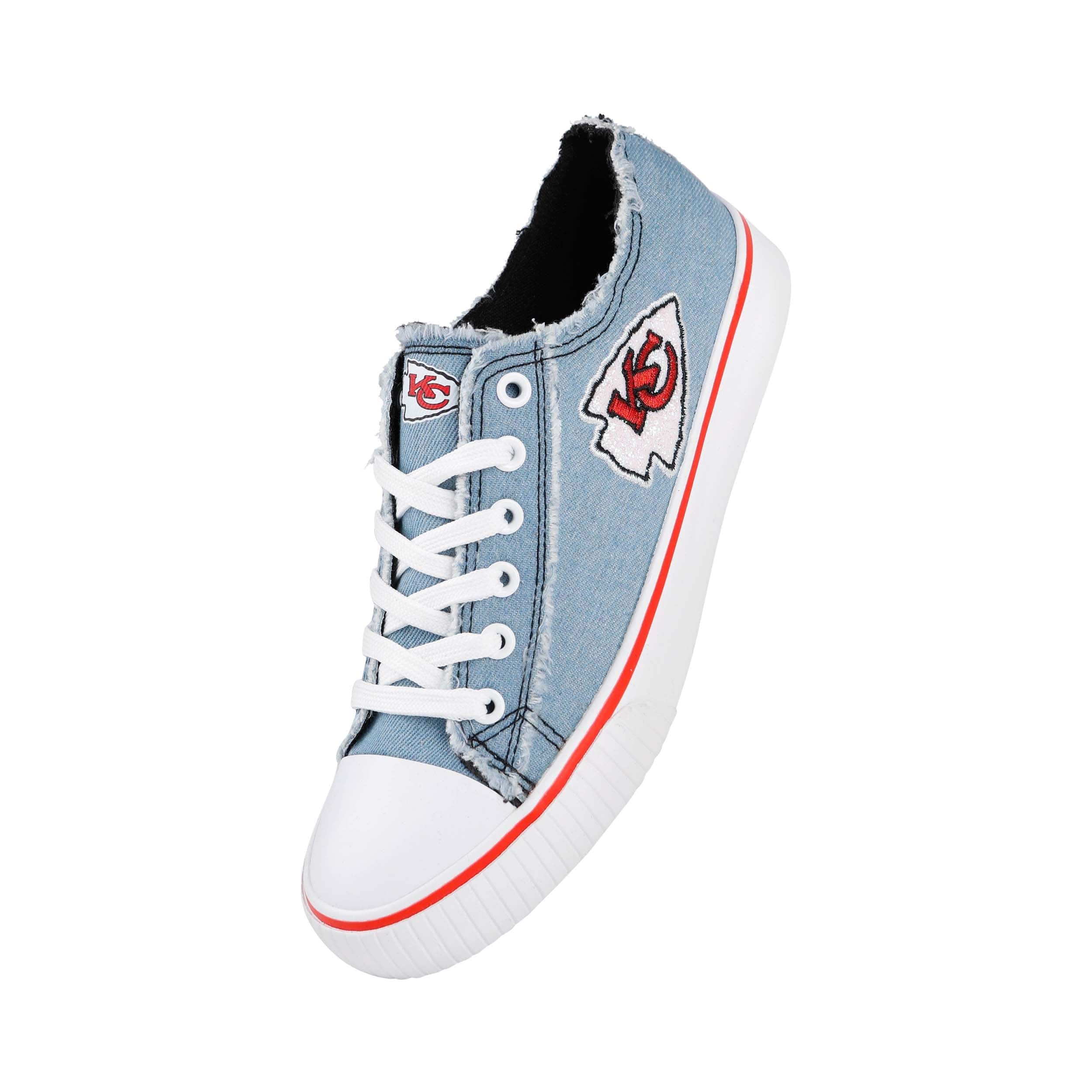 Kansas City Chiefs NFL Womens Denim Low Top Canvas Shoes - Image 2