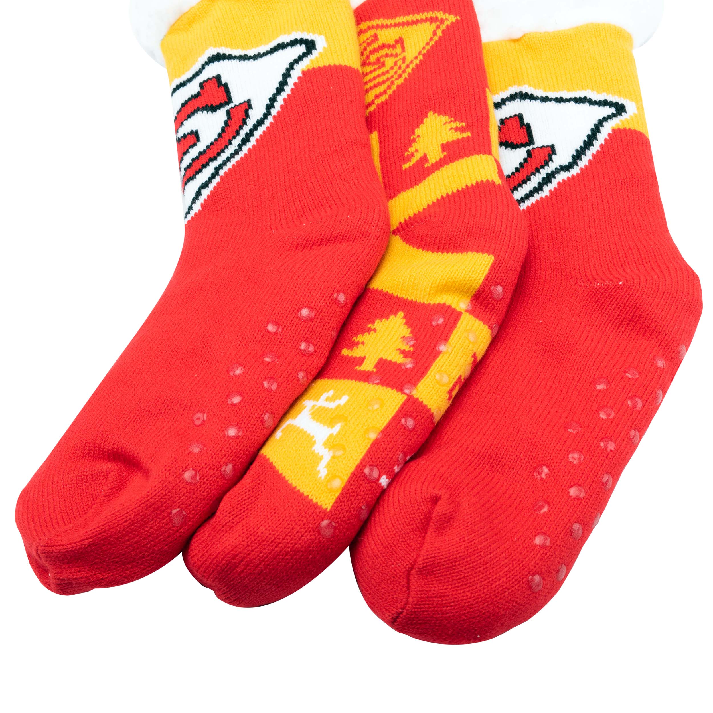 Kansas City Chiefs NFL Womens Fan Footy 3 Pack Slipper Socks - Image 3