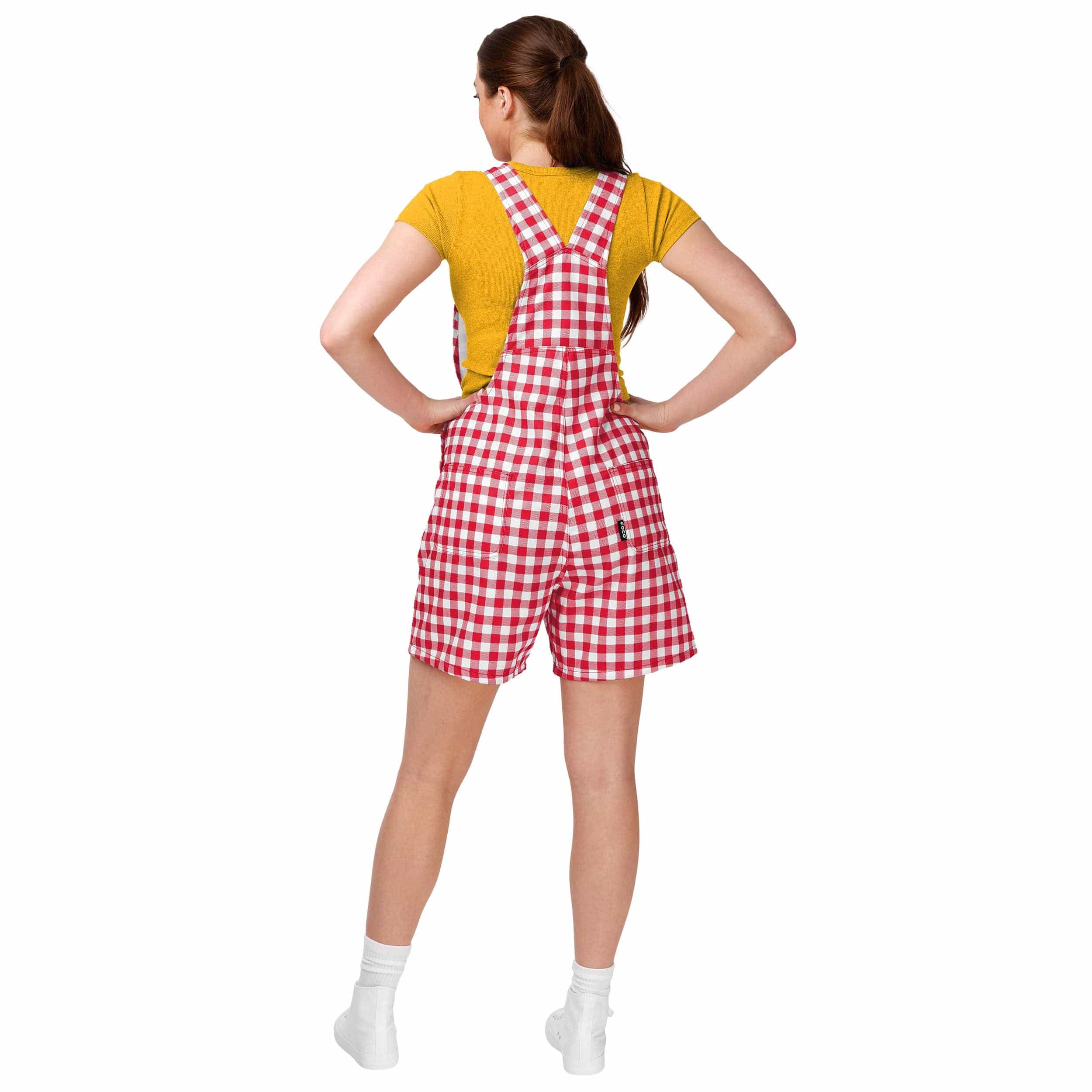 Kansas City Chiefs NFL Womens Gingham Check Bib Shortalls - Image 2