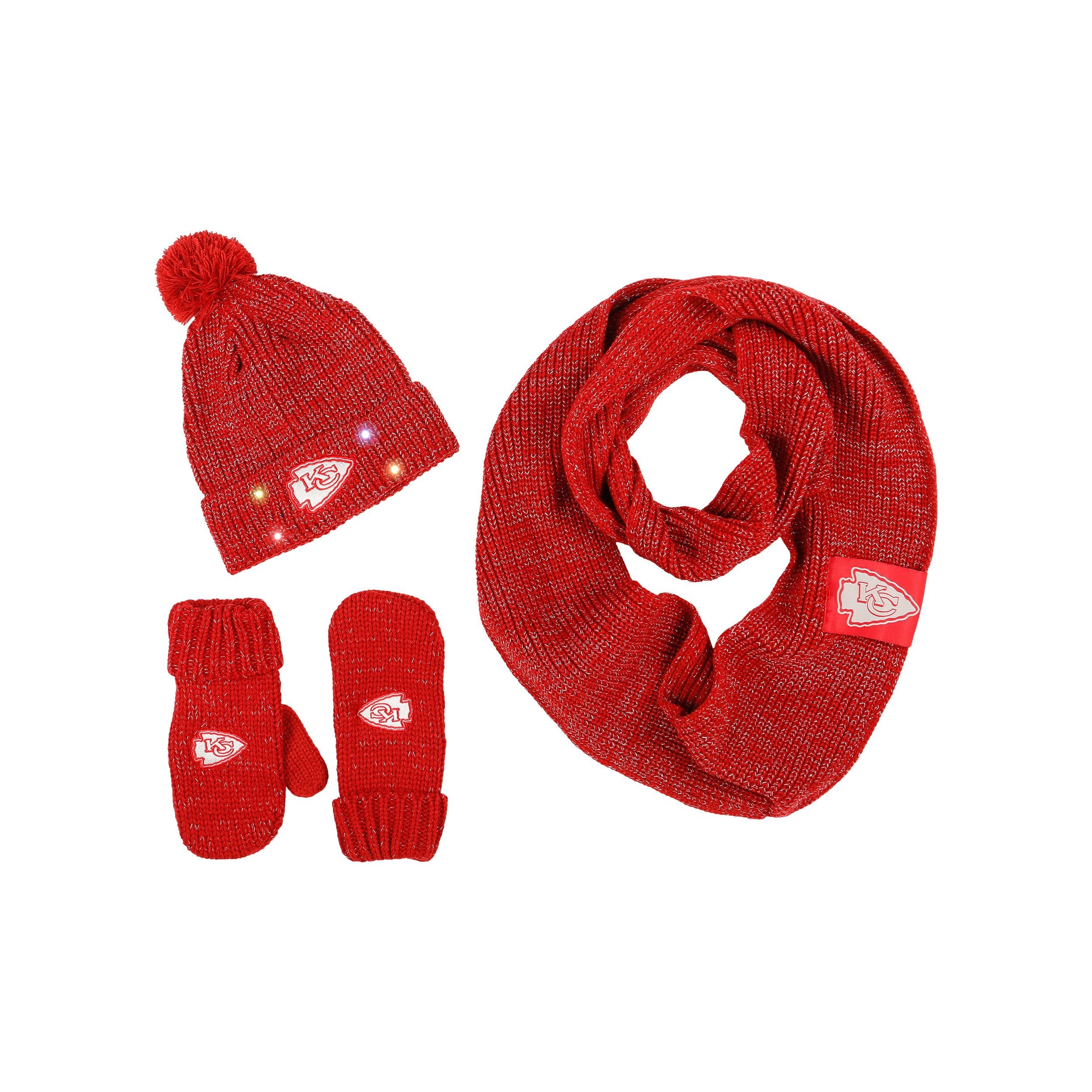 Kansas City Chiefs NFL Womens Glitter Knit Cold Weather Set - Image 2
