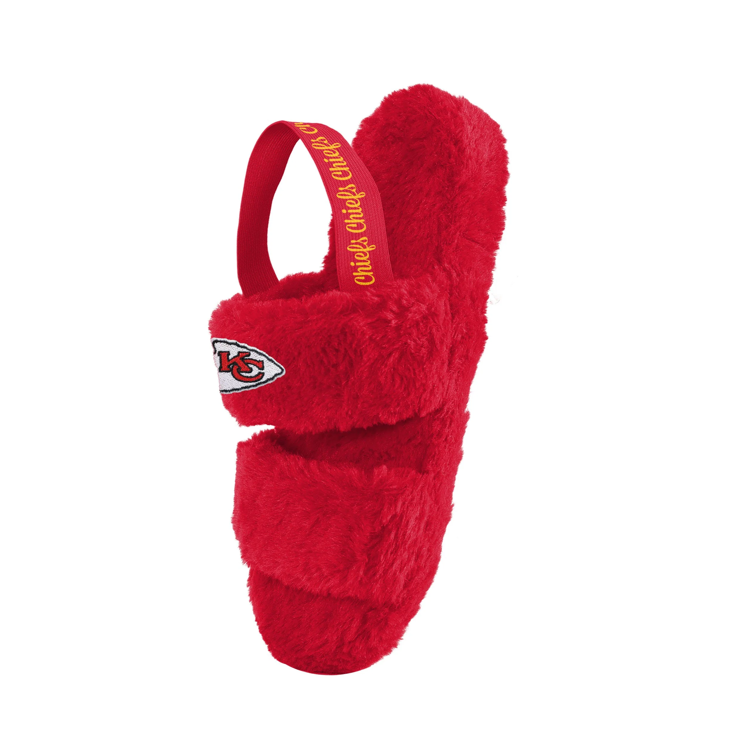 Kansas City Chiefs NFL Womens Heel Strap Wordmark Fur Slide - Image 3